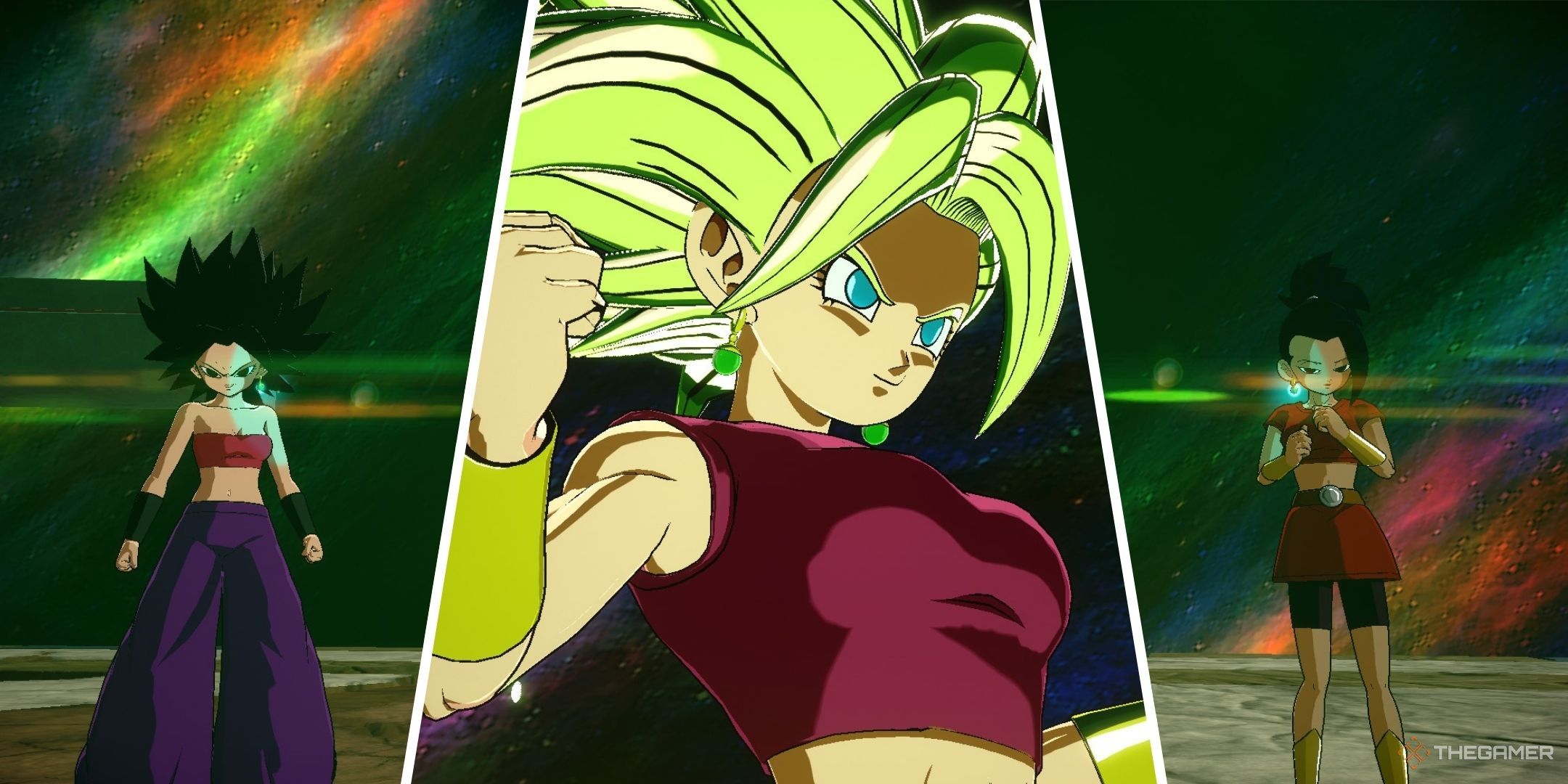 Dragon Ball Sparking Zero showing Caulifla, Kefla and Kale.