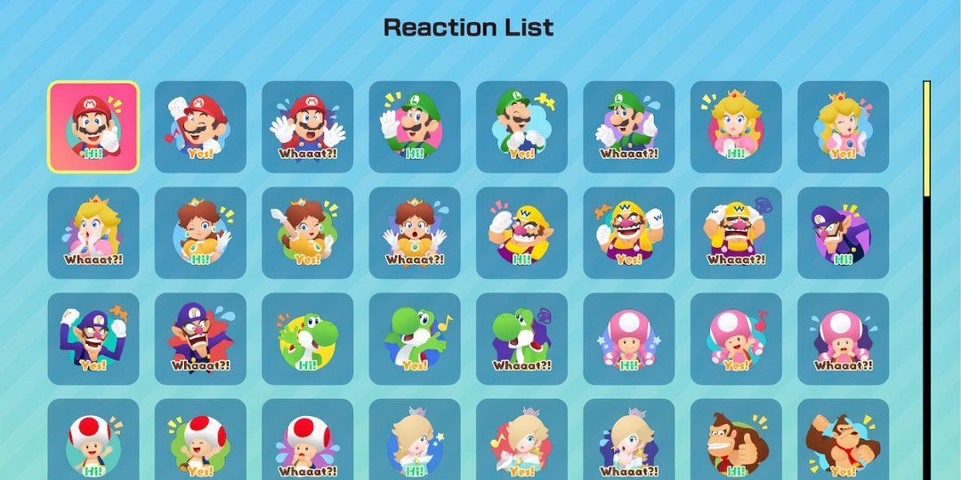 Various reactions featuring the cast of characters in Super Mario Party Jamboree.