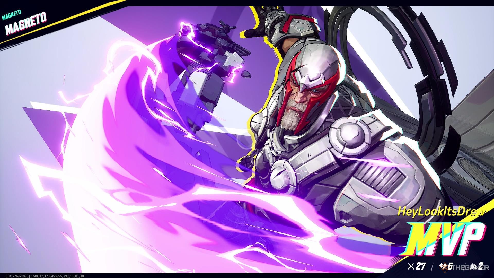 Magneto winning the MVP award post-match in Marvel Rivals.