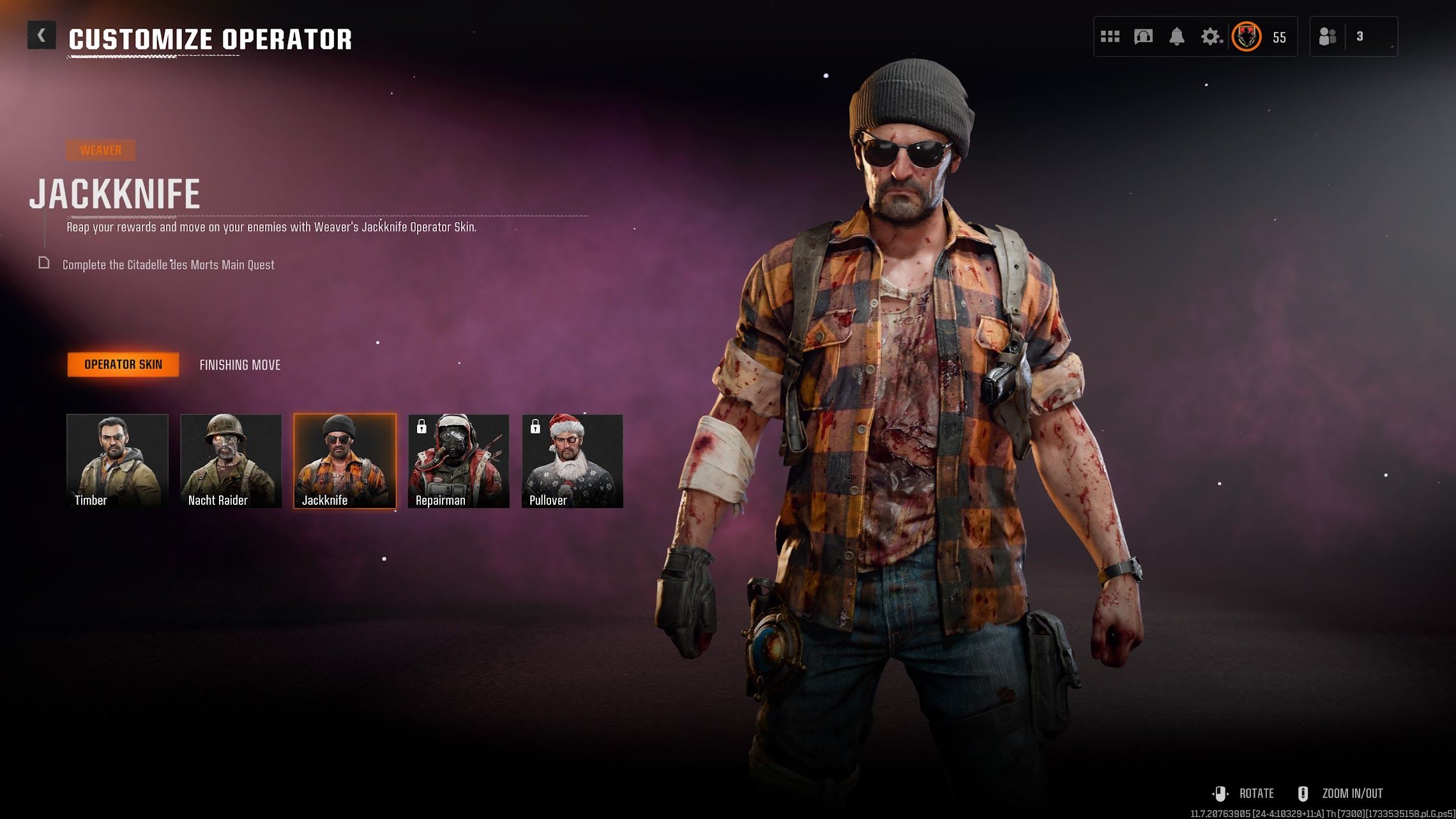 A picture of Jacknife Operator Skin for Weaver - bo6