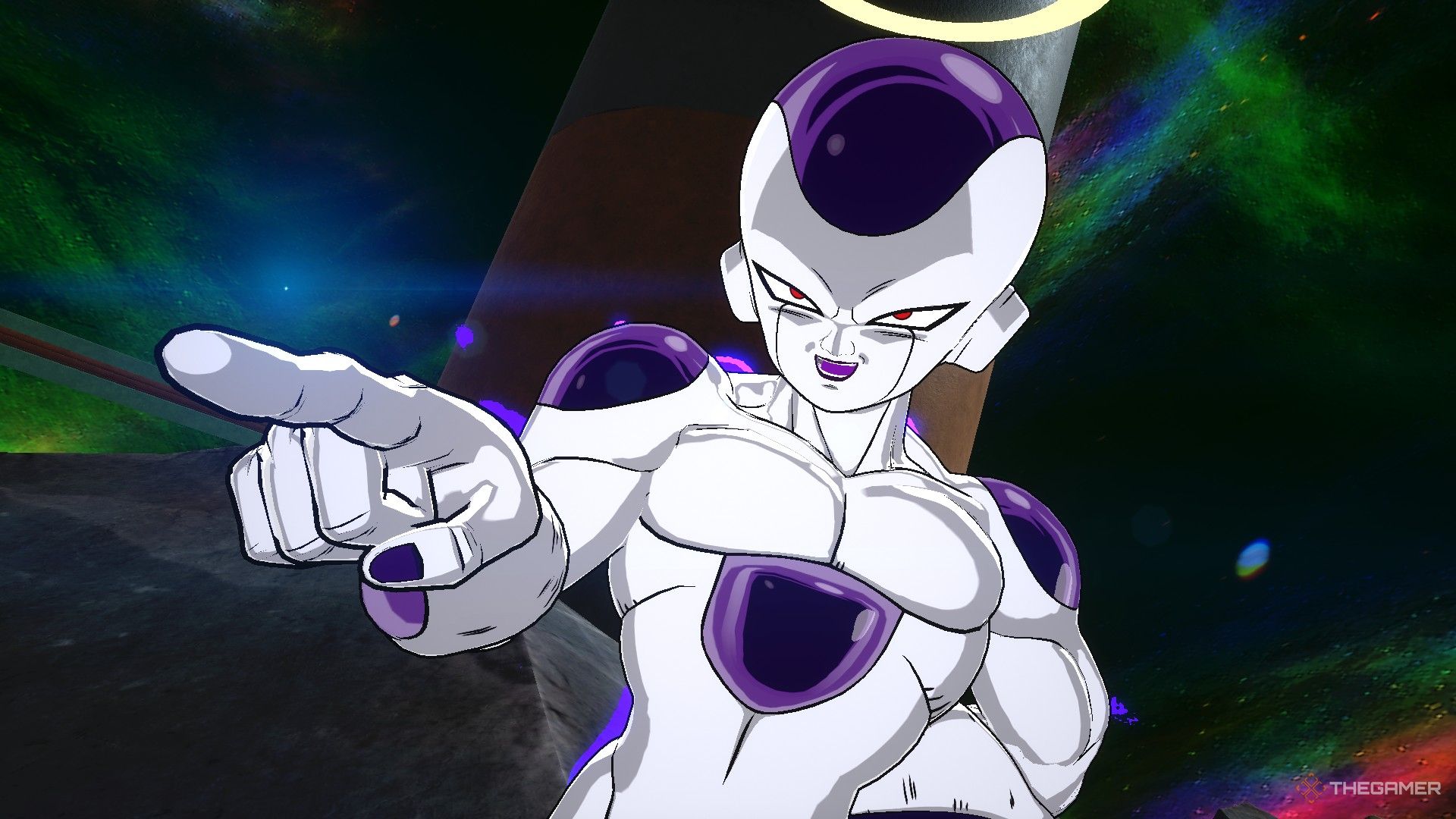 Dragon Ball Sparking Zero image showing Frieza from Super pointing.