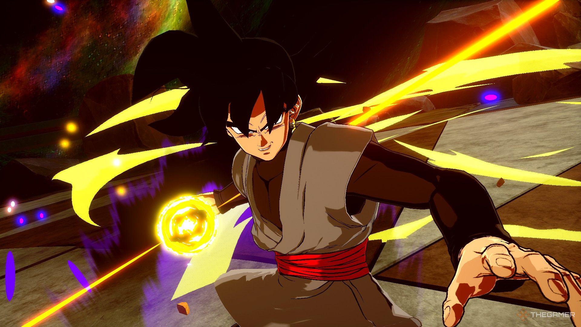 Dragon Ball Sparking Zero image showing Goku Black preping an attack.