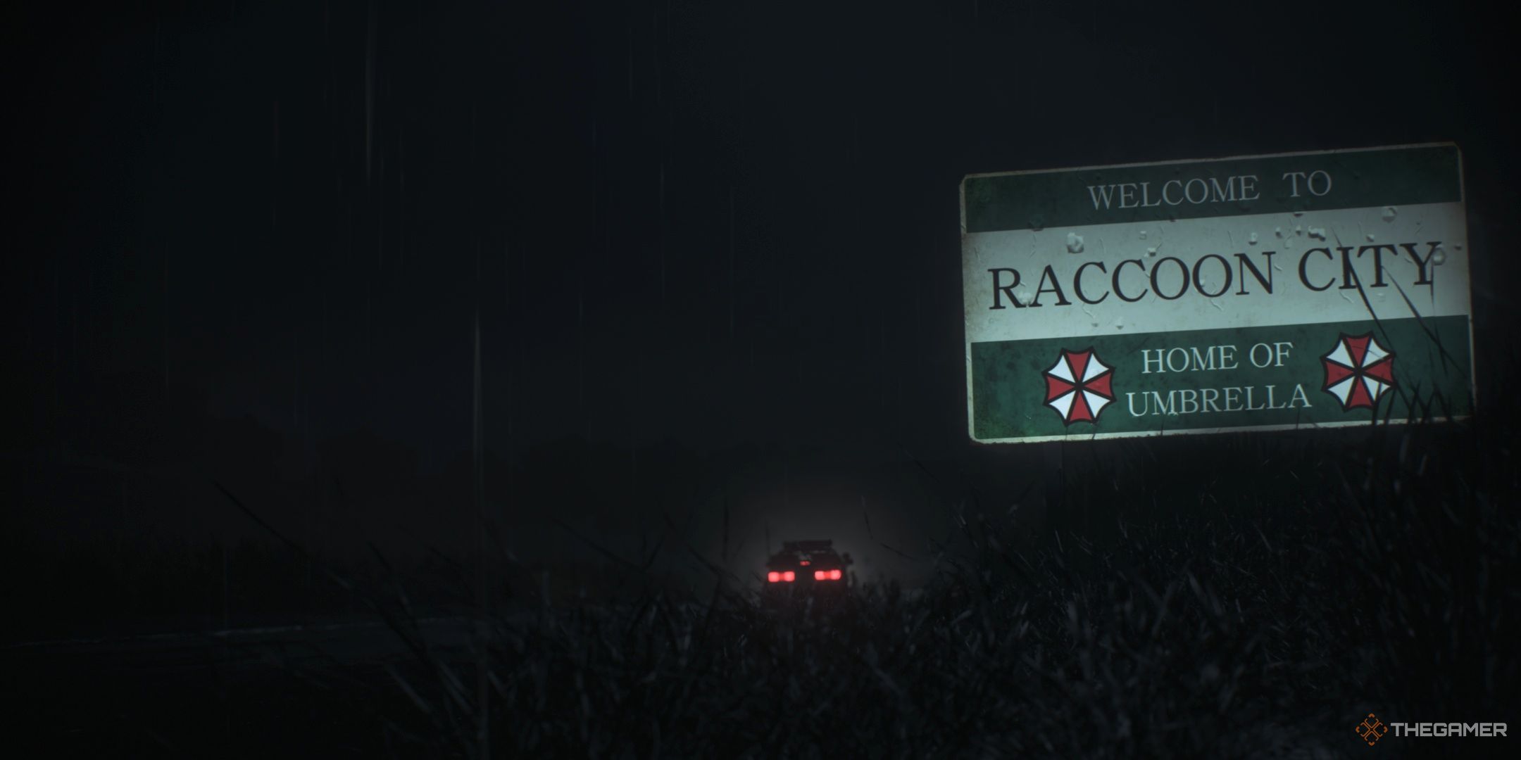 Driving to Raccoon City in the Resident Evil 2 remake.