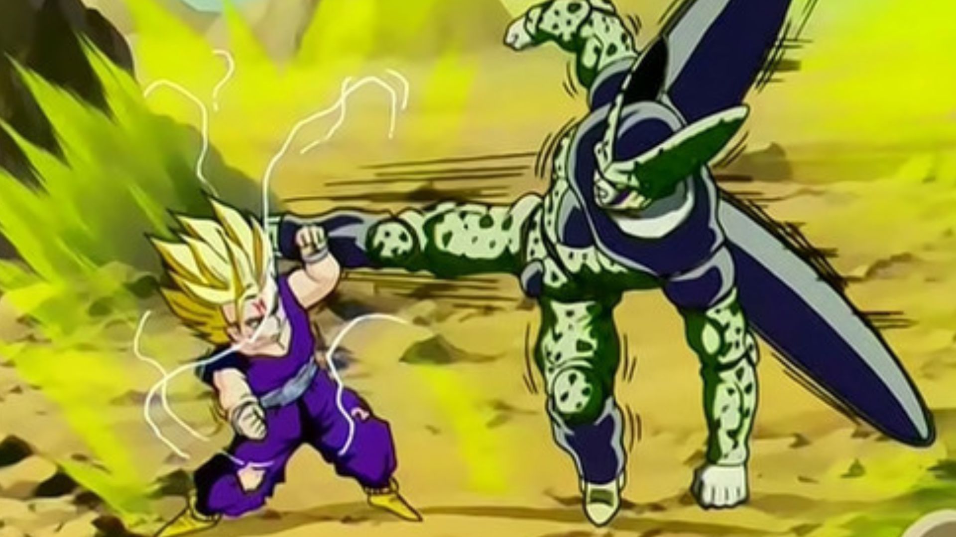 Gohan vs Cell in Drgaon Ball Z.