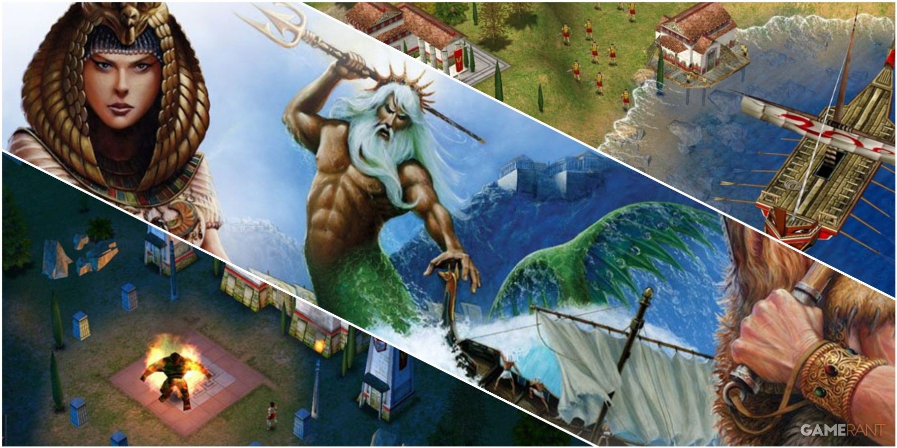 A Collage Of Key Art & Key Frames From Age Of Mythology