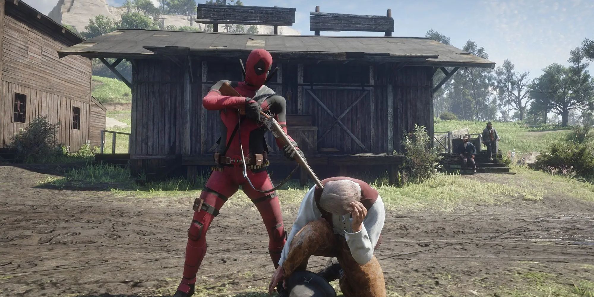 Arthur as Deadpool in the Deadpool mod.