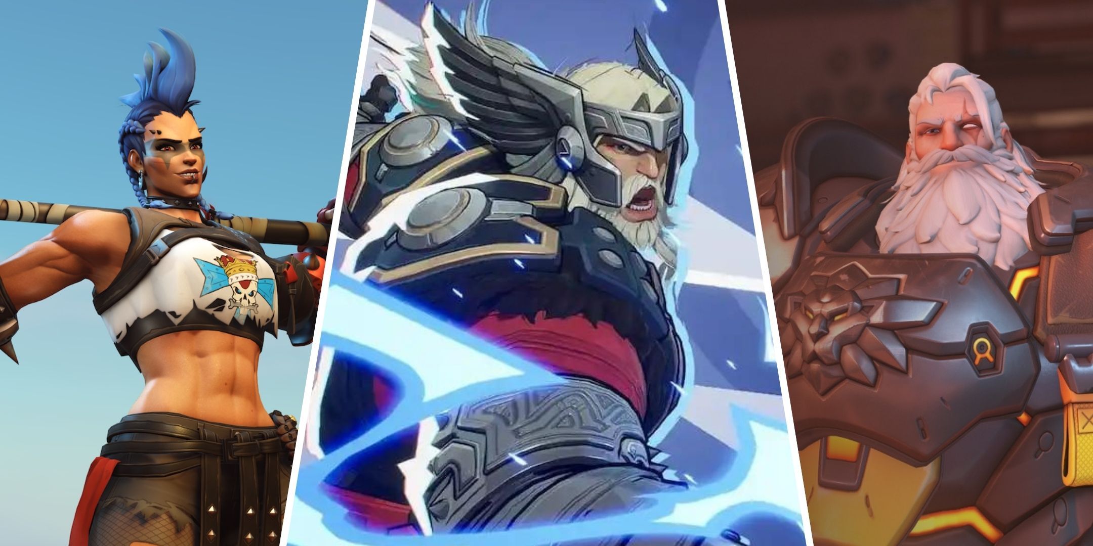 Marvel Rivals Thor between Overwatch 2's Junker Queen and Reinhardt