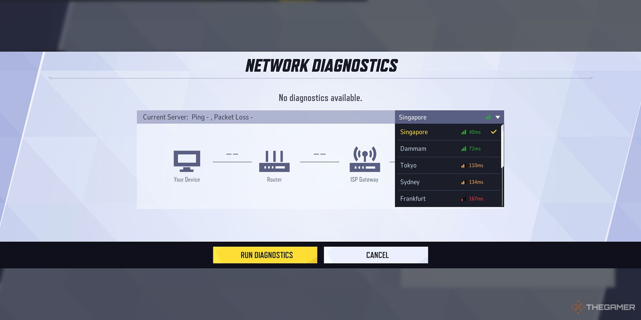 Server settings in Marvel Rivals.