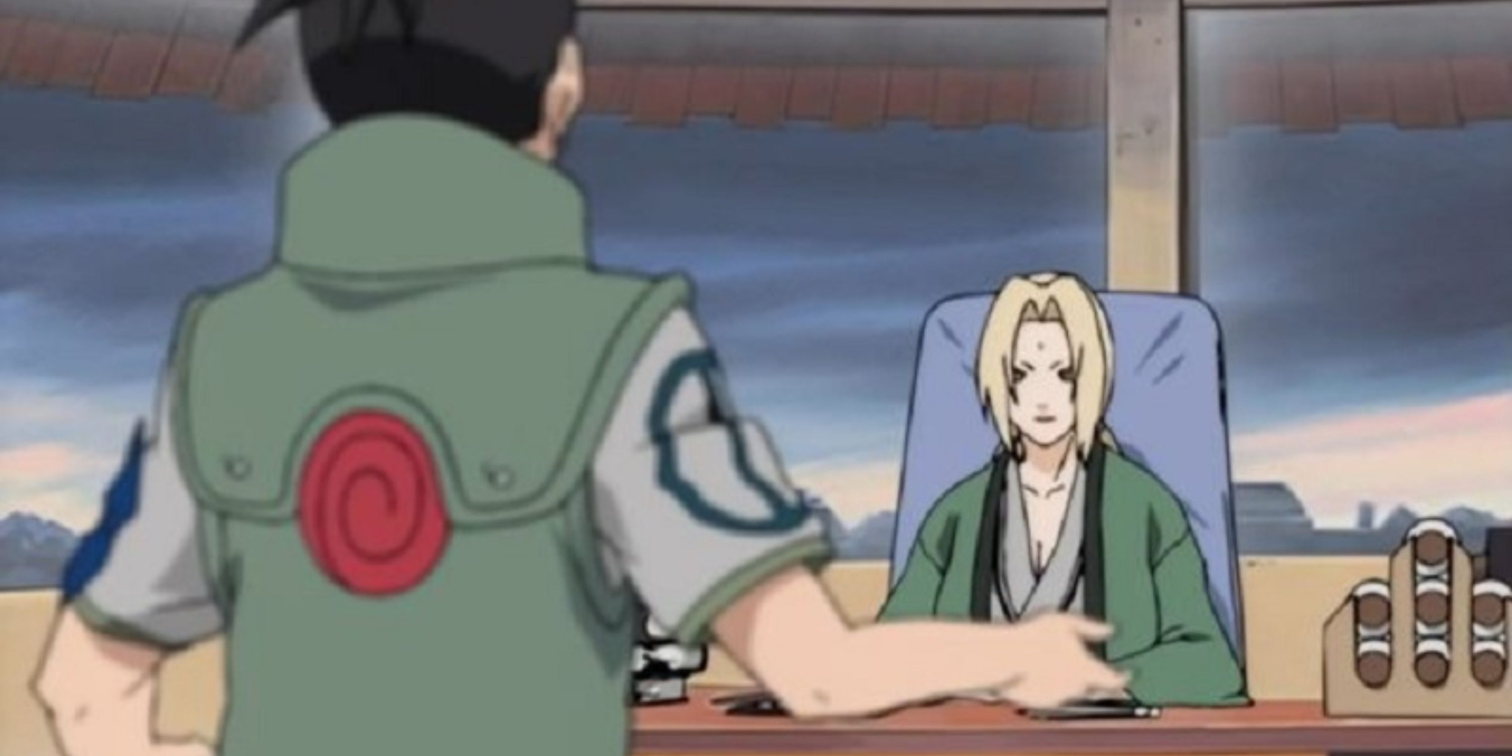 Shikamaru and Tsunade in Naruto