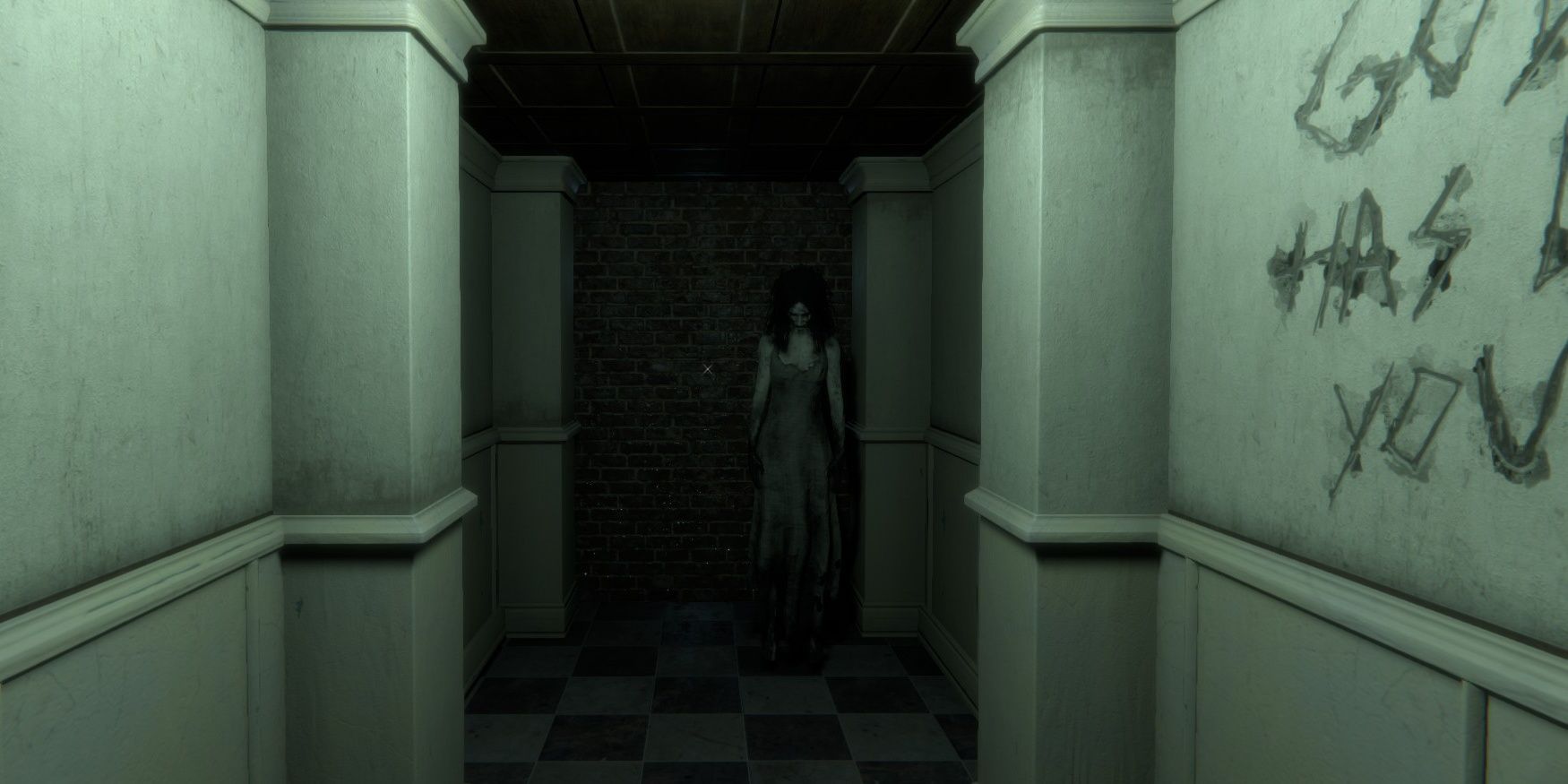 A demon waiting at the end of a hallway.