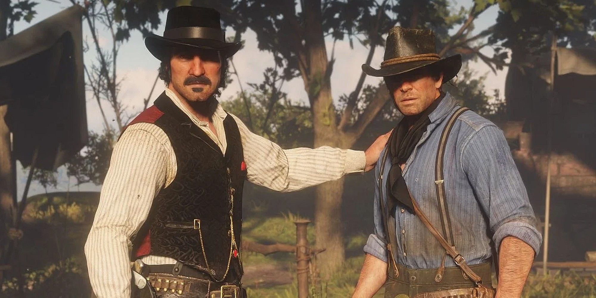 Arthur and Dutch have a conversation in Red Dead Redemption 2.