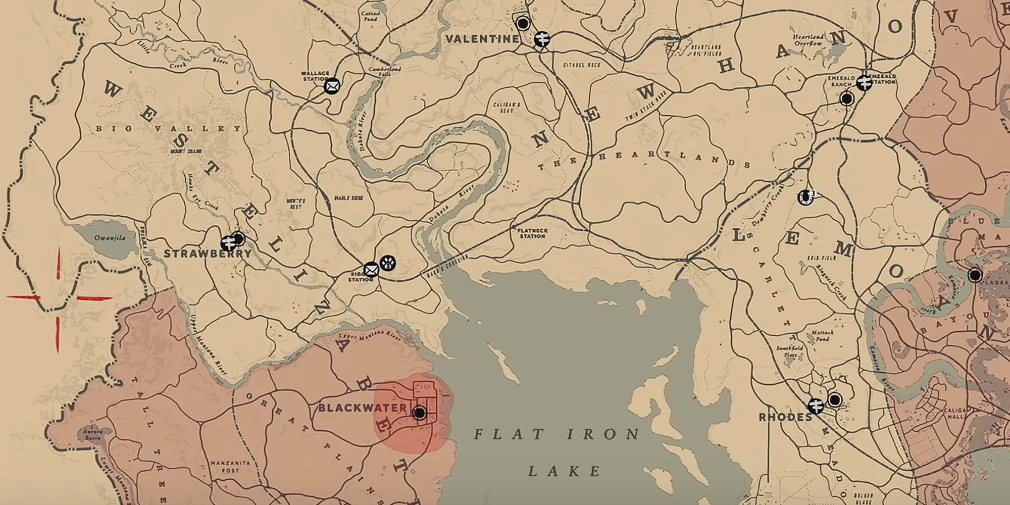 The whole complete map in Red Dead Redemption 2.