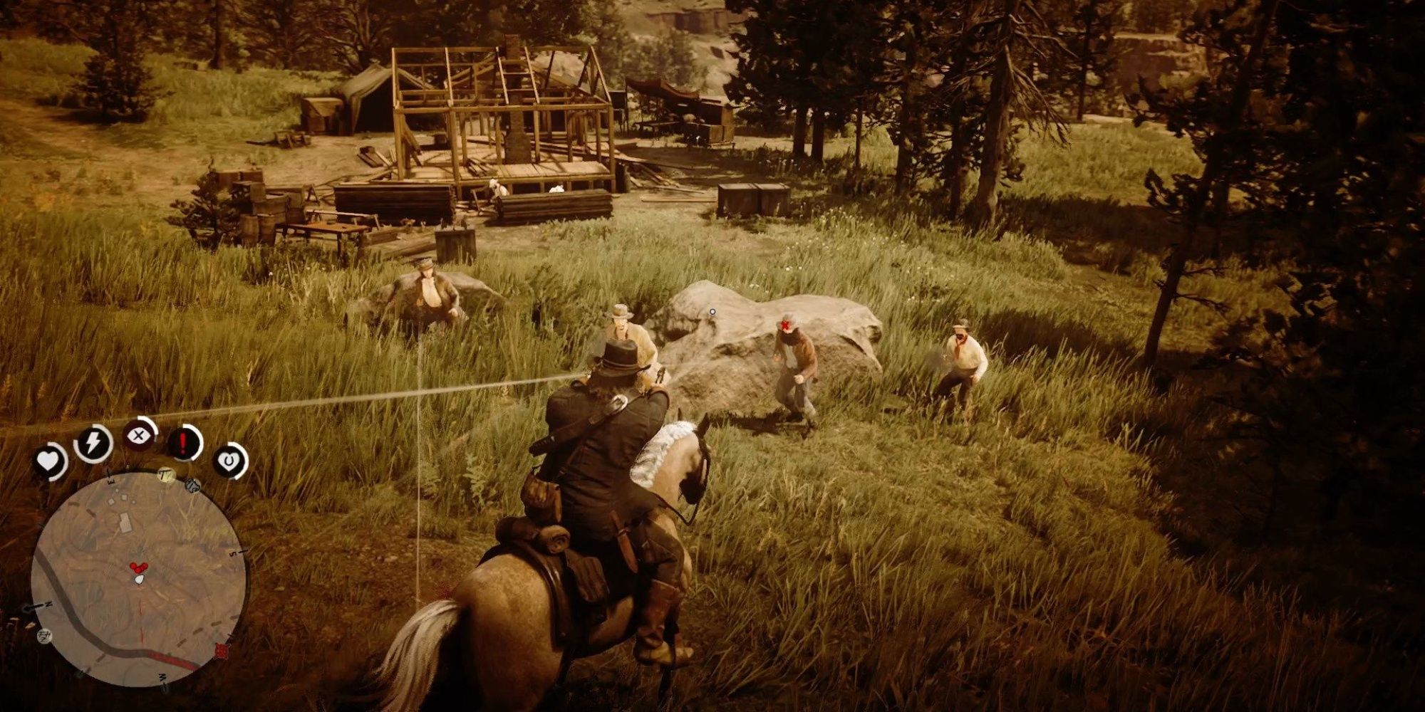 John Marston using Deadeye in Red Dead Redemption 2.