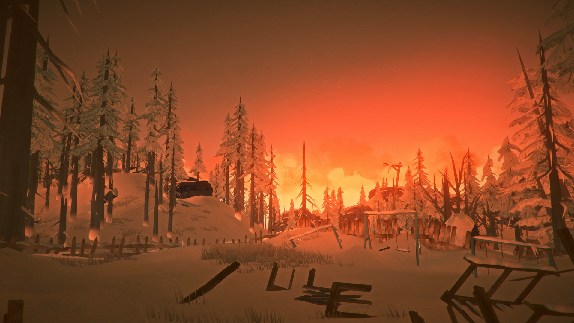 The Long Dark Steam update: A woodland at sunset in Steam survival game The Long Dark