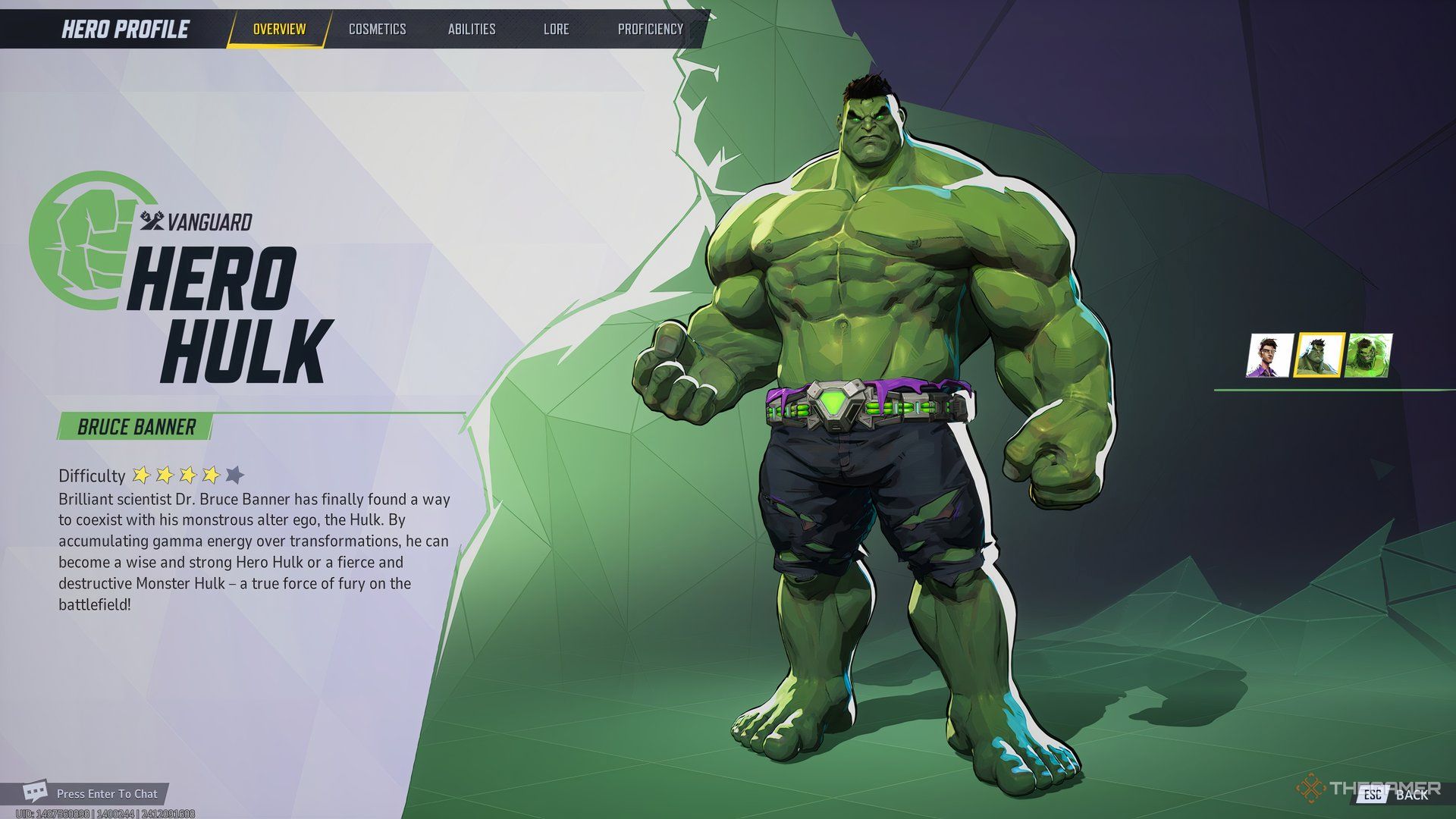 Hulk profile overview in Marvel Rivals.