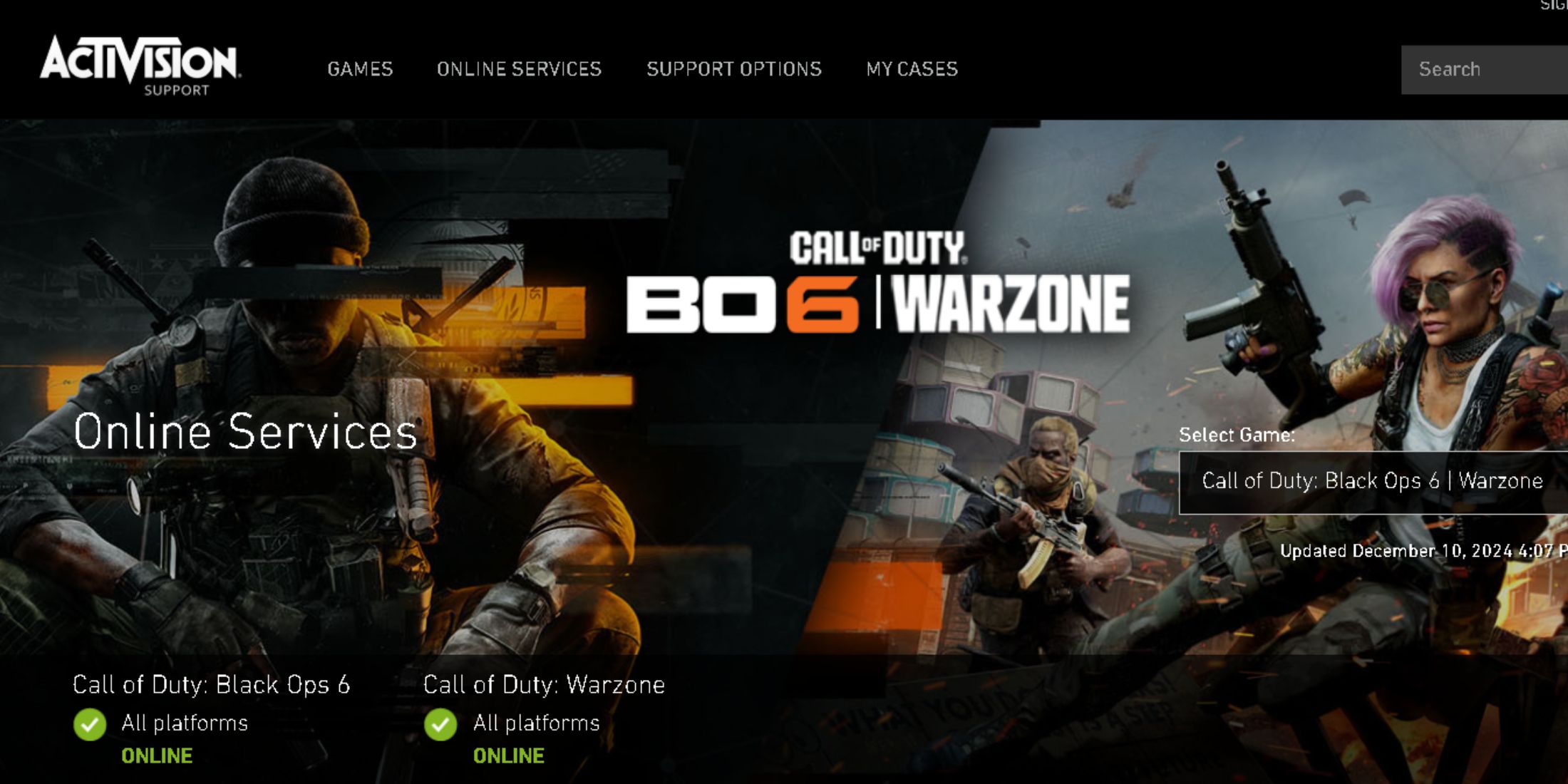 Activision website homepage