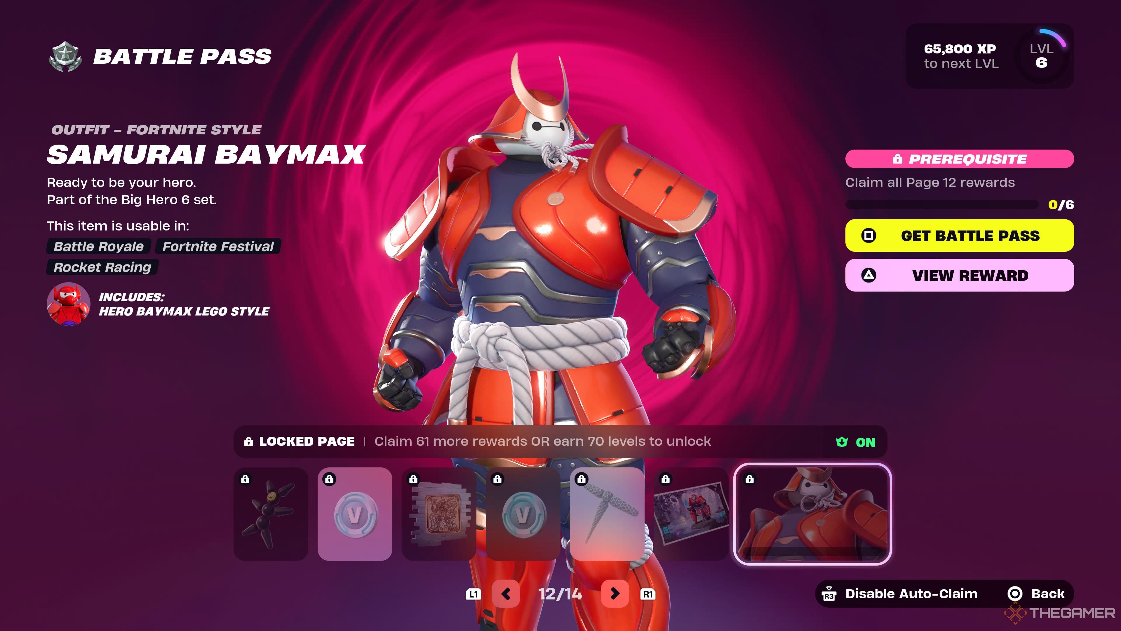 Screenshot of Samurai Baymax who is an unlockable skin in Fortnite Chapter 6 Season 1.