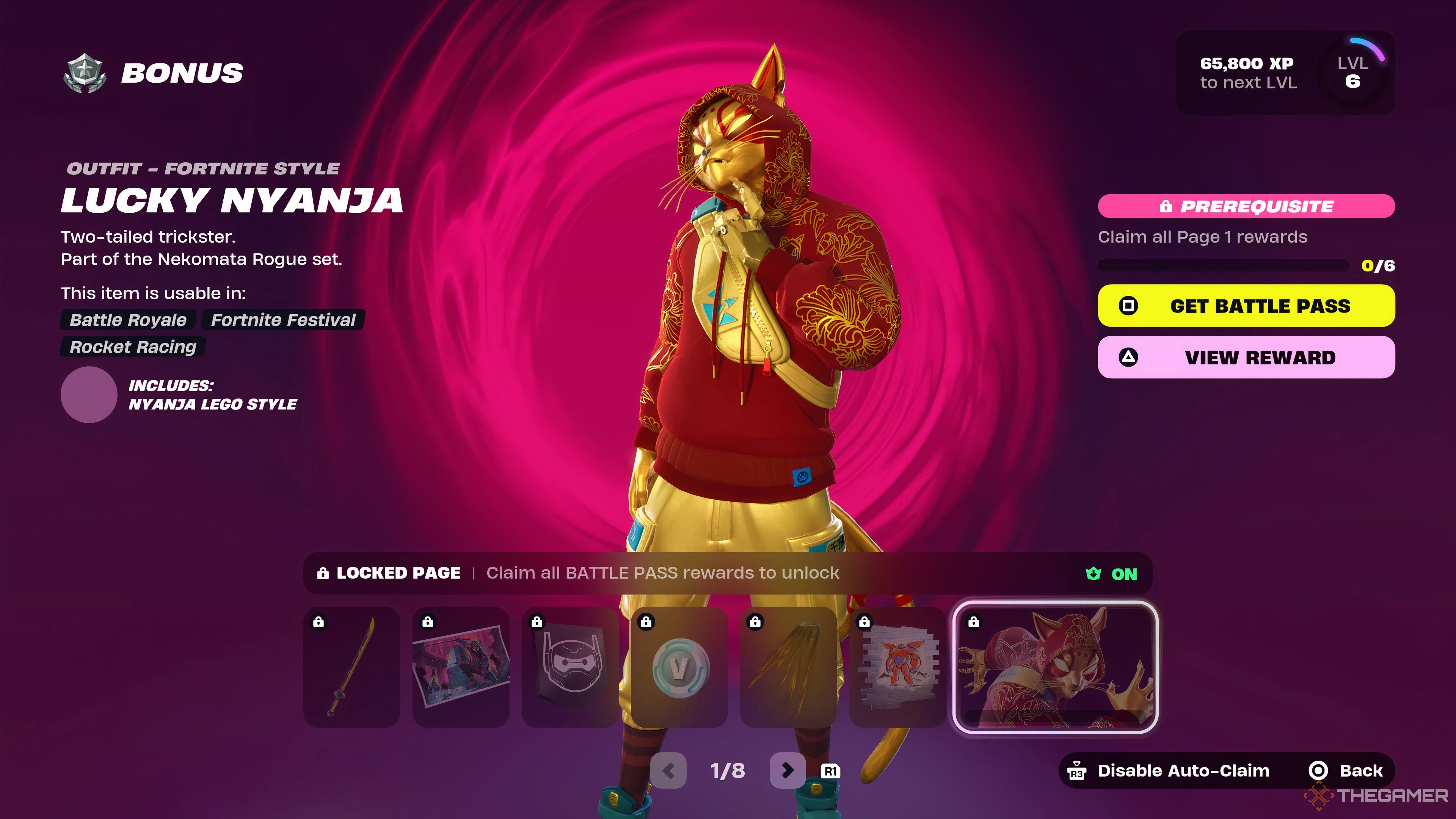 Screenshot of the first bonus unlockable skin, Nyanja in Fortnite Chapter 6 Season 1.