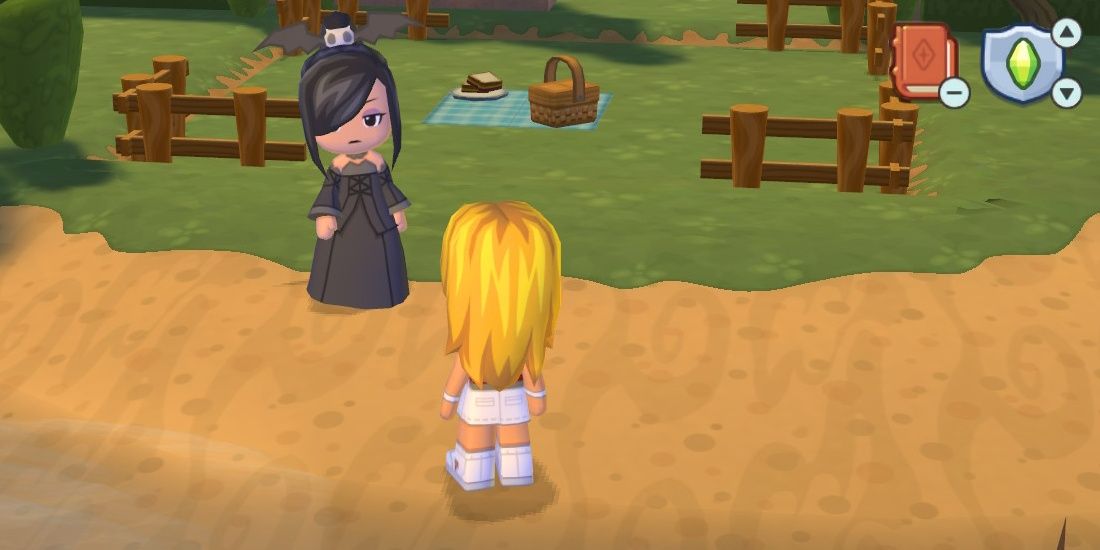 Image of the player looking at Violet from MySims: Kingdom.