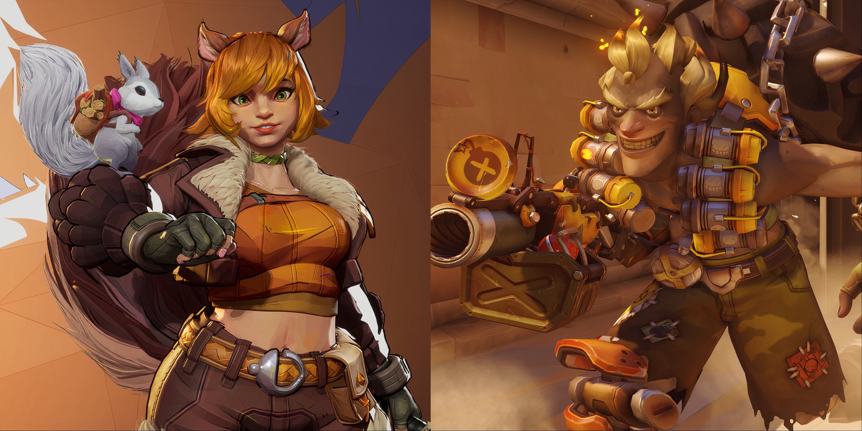 Split image of Squirrel Girl and Junkrat