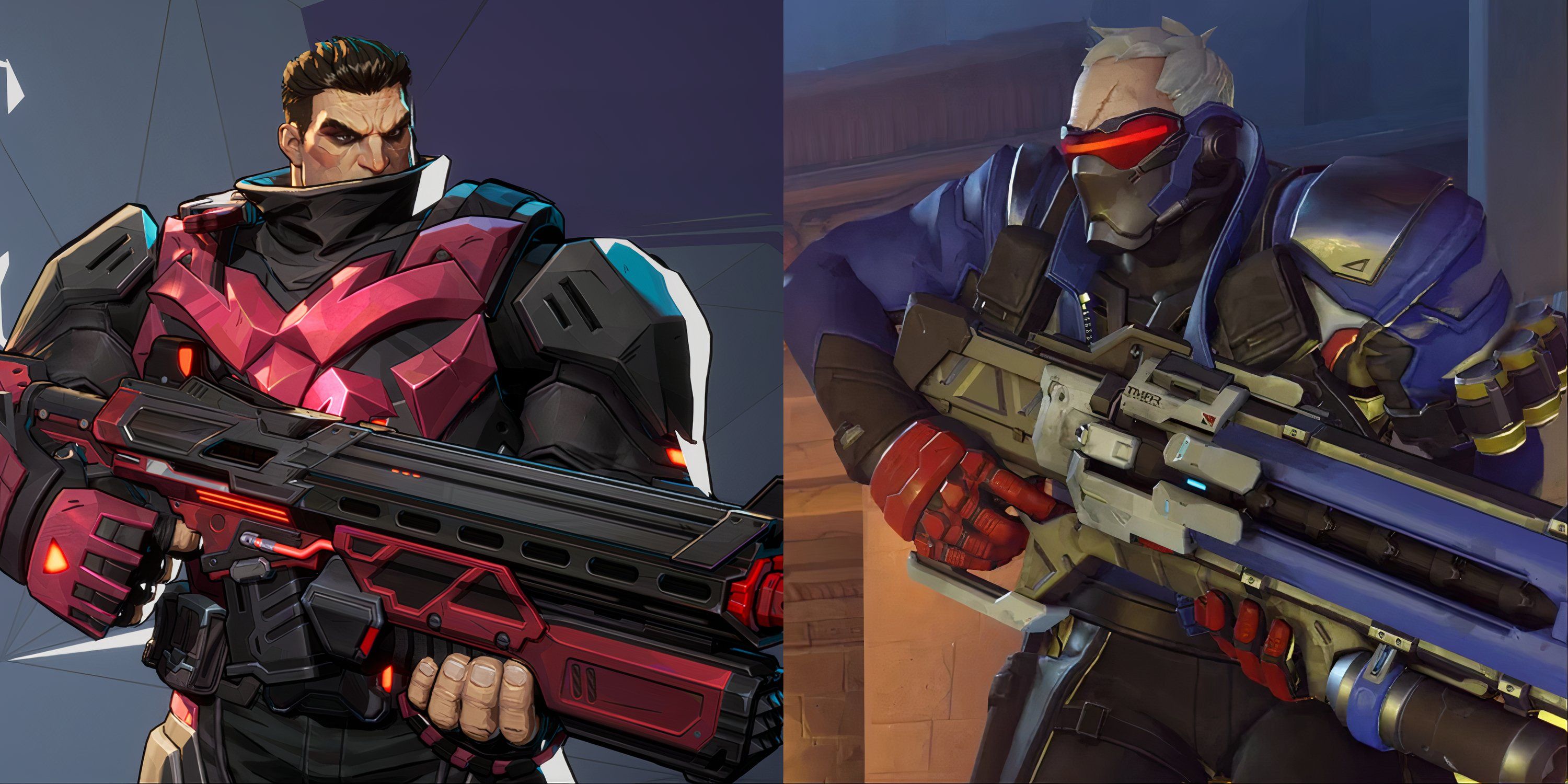 Split image of The Punisher and Soldier 76