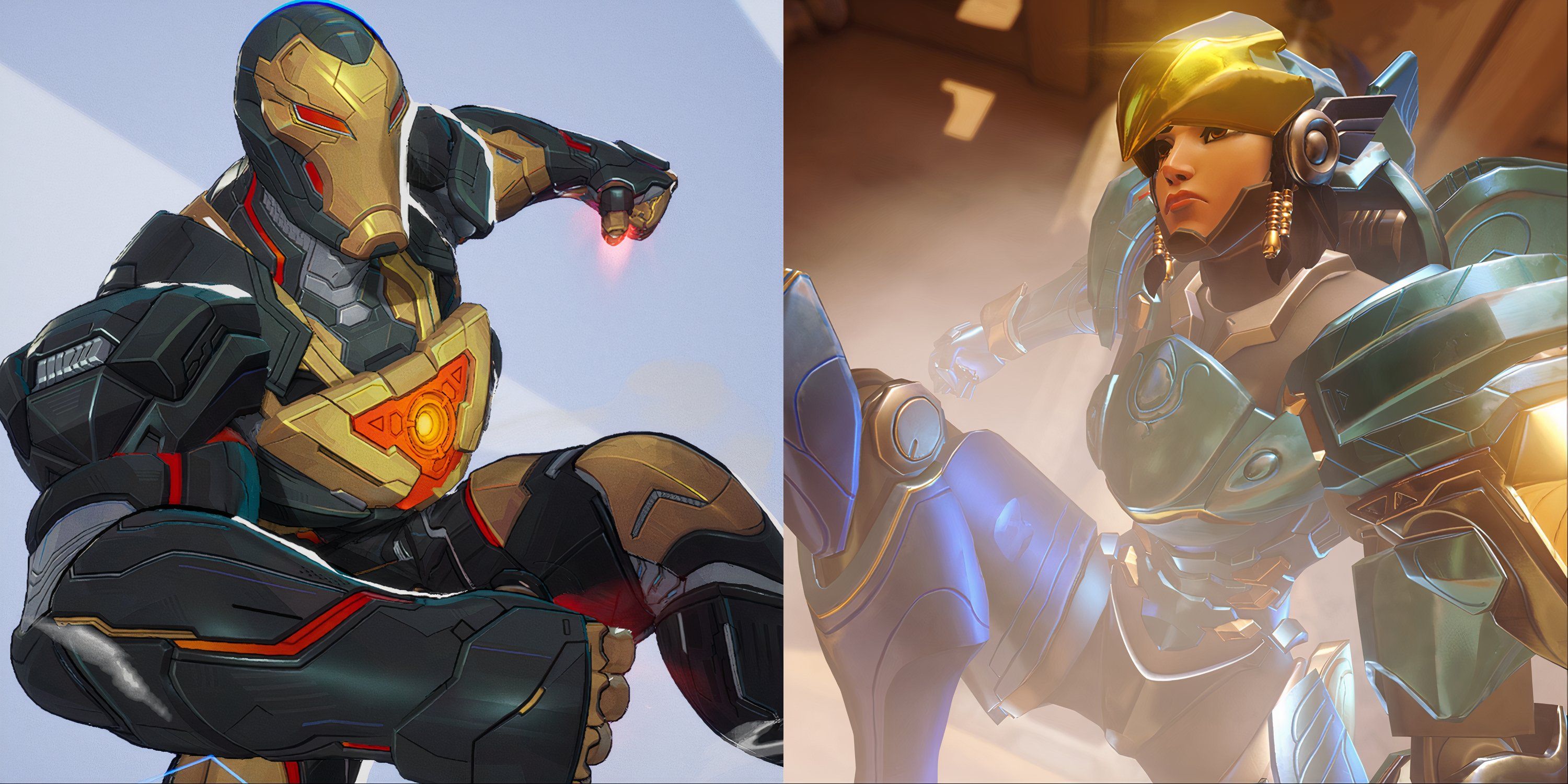 Split image of Iron Man and Pharah