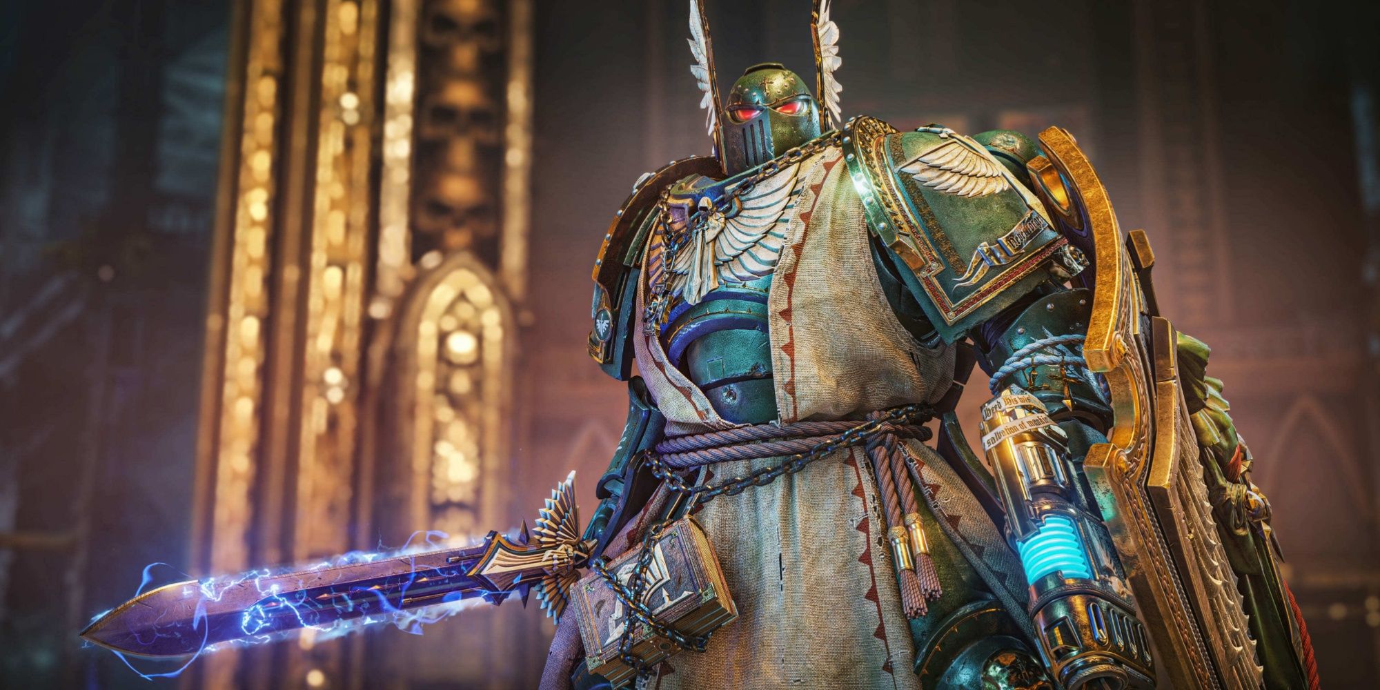 Warhammer 40,000: Space Marine 2 Bulwark class in Dark Angels cosmetics