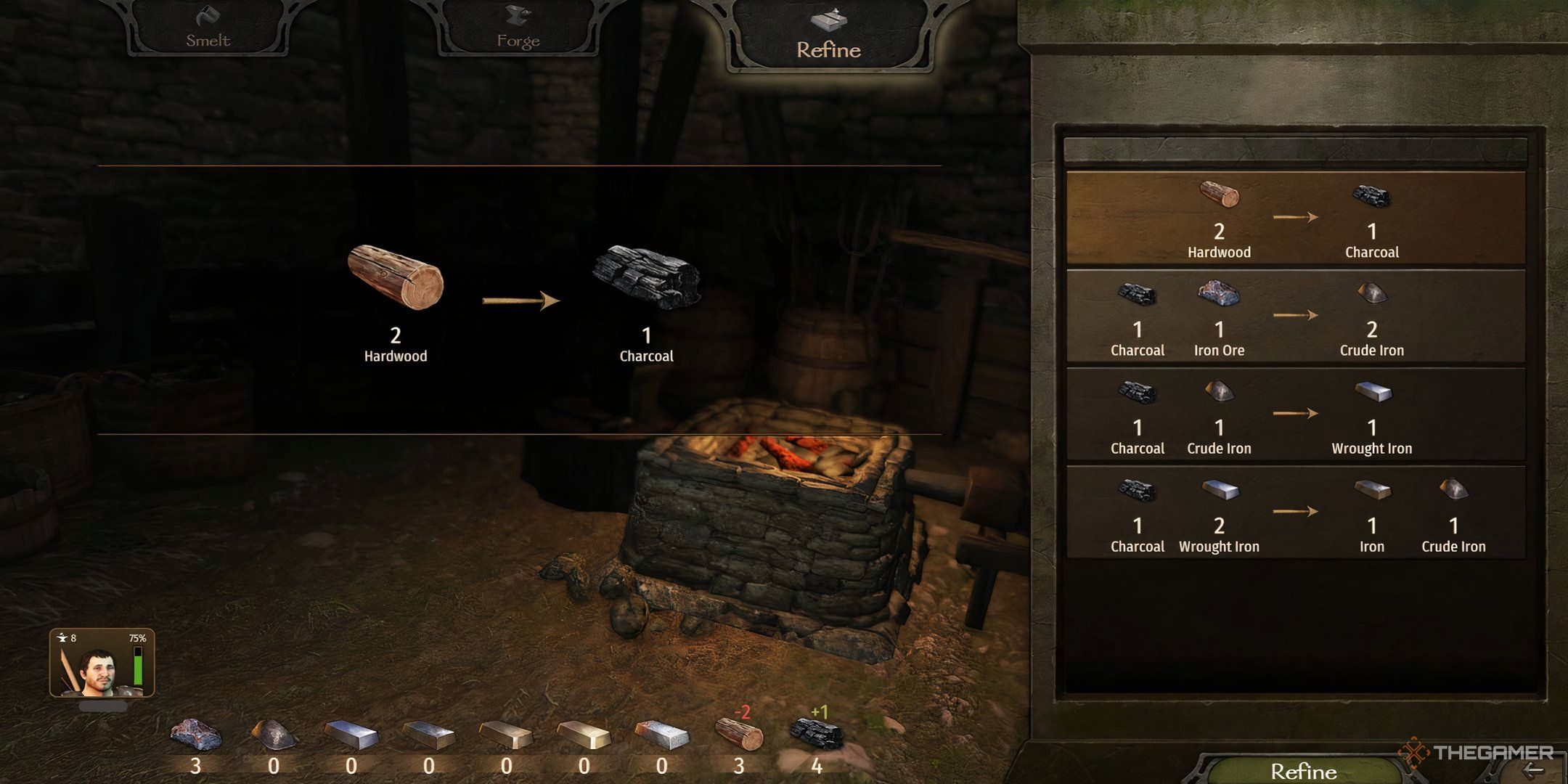 Mount and Blade 2 Bannerlord refining items at blacksmith.