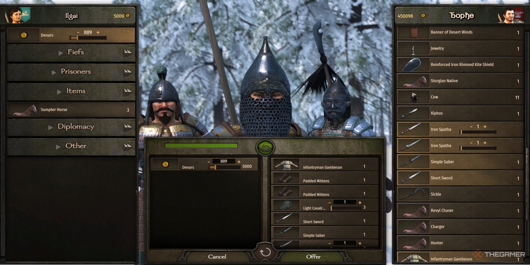 Mount and Blade 2 Bannerlord trading with a lord.