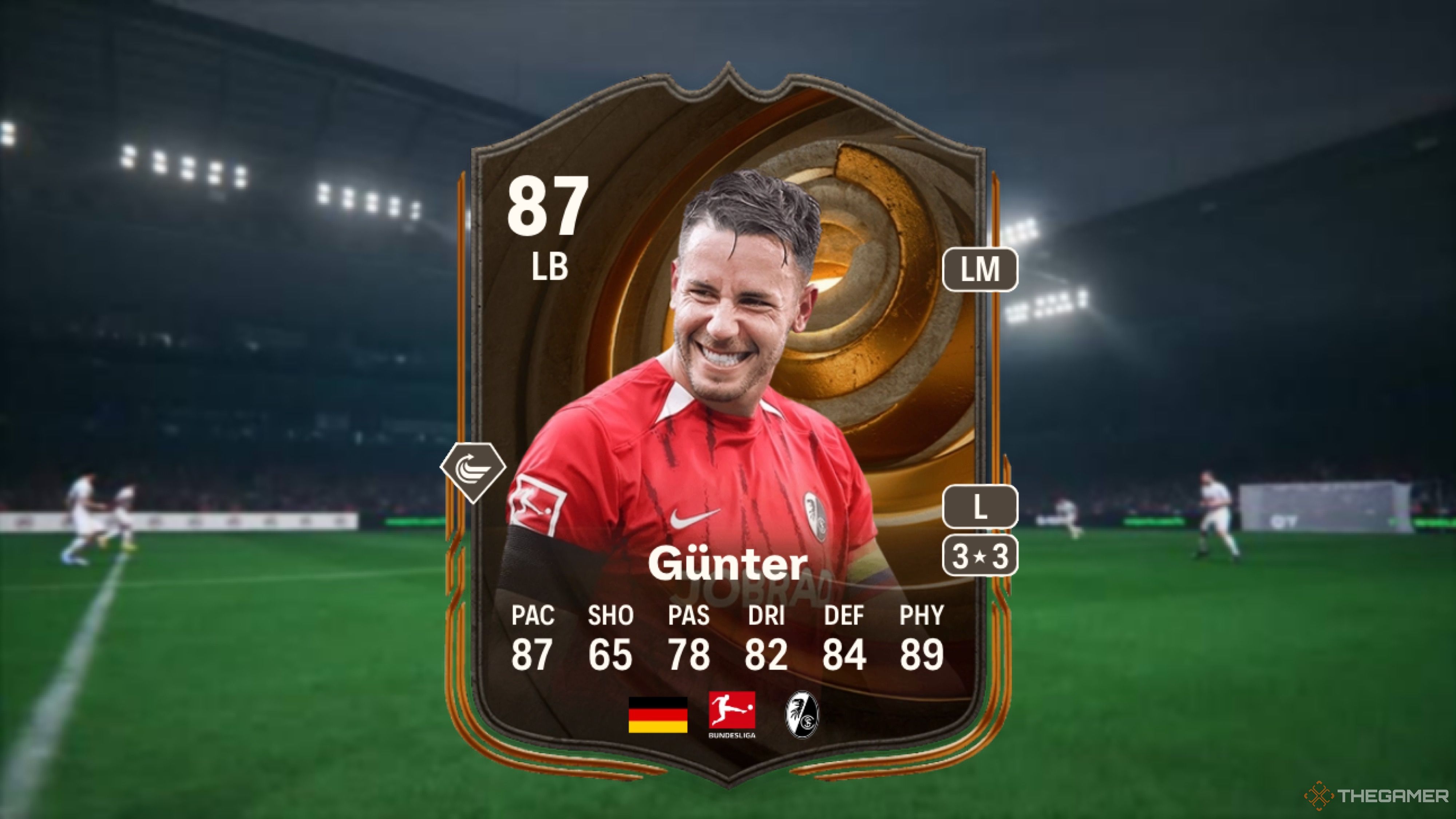 Image showing Günter card against a faded stadium background.