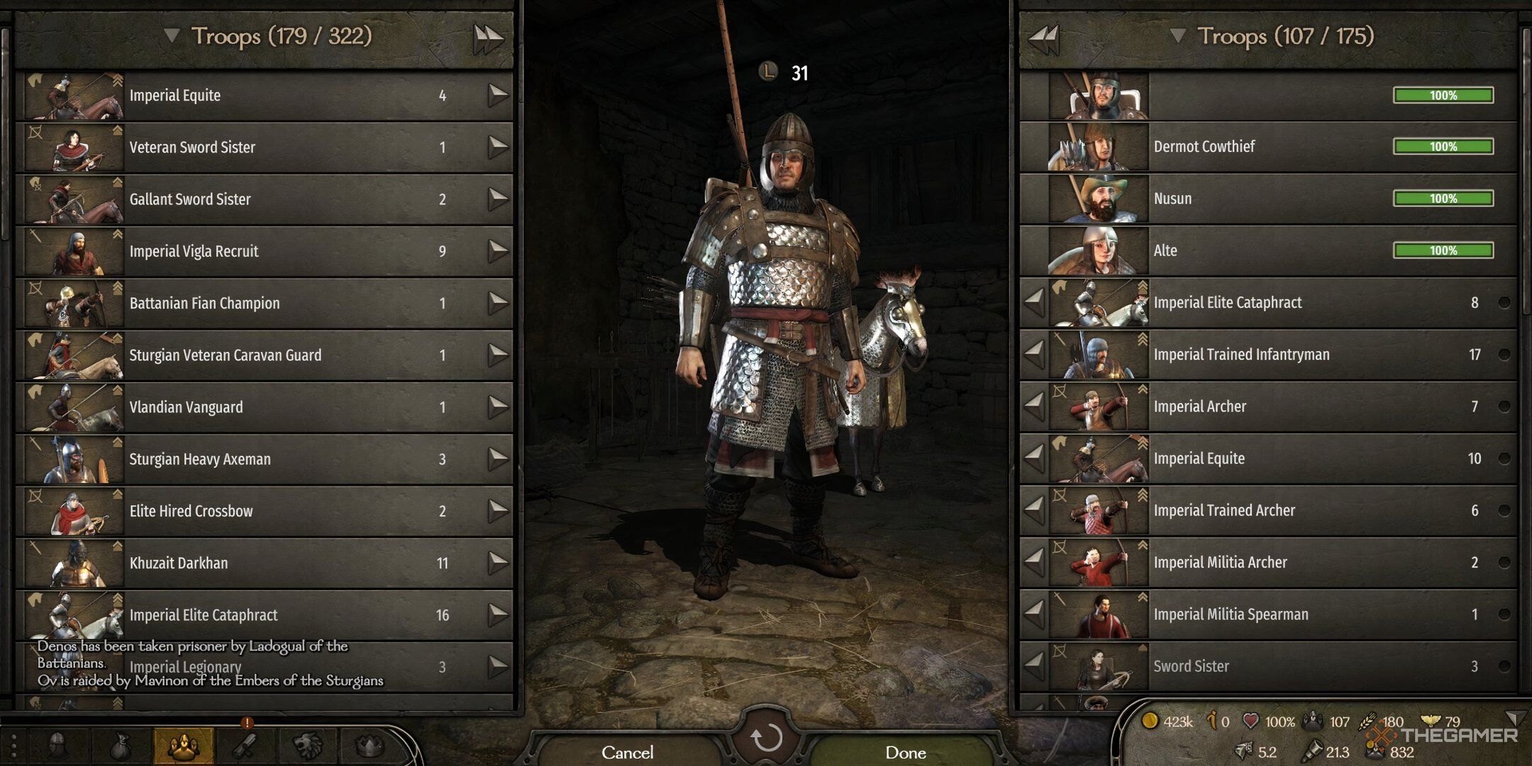 Mount and Blade 2 Bannerlord setting a garrison in the castle.