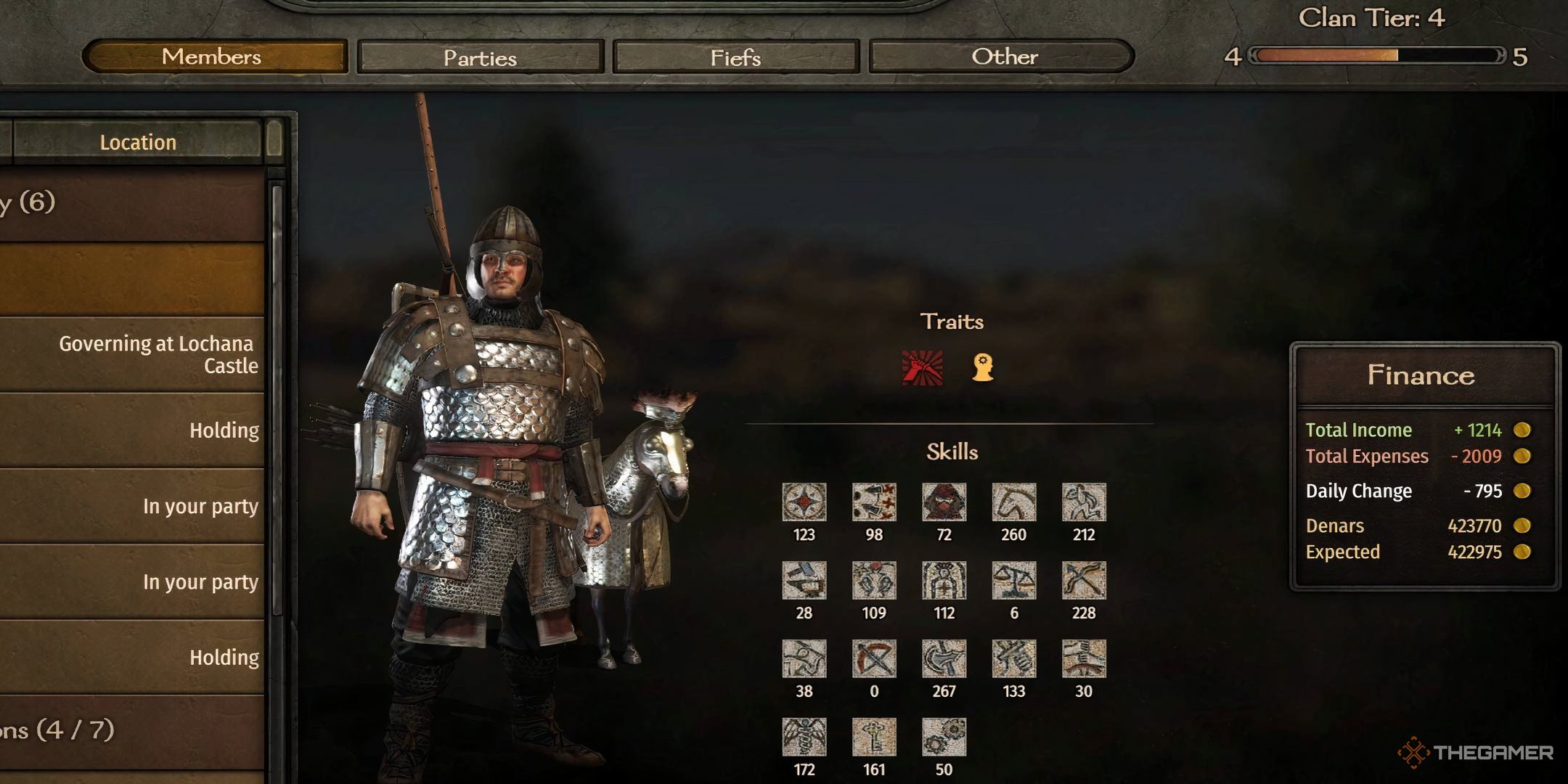 Mount and Blade 2 Bannerlord clan screen.