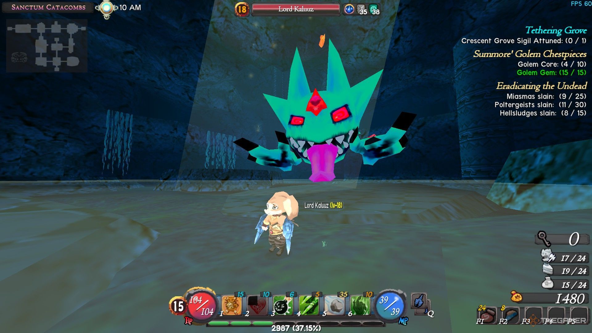 The image shows Lord Kaluuz chasing the player in Atlyss.