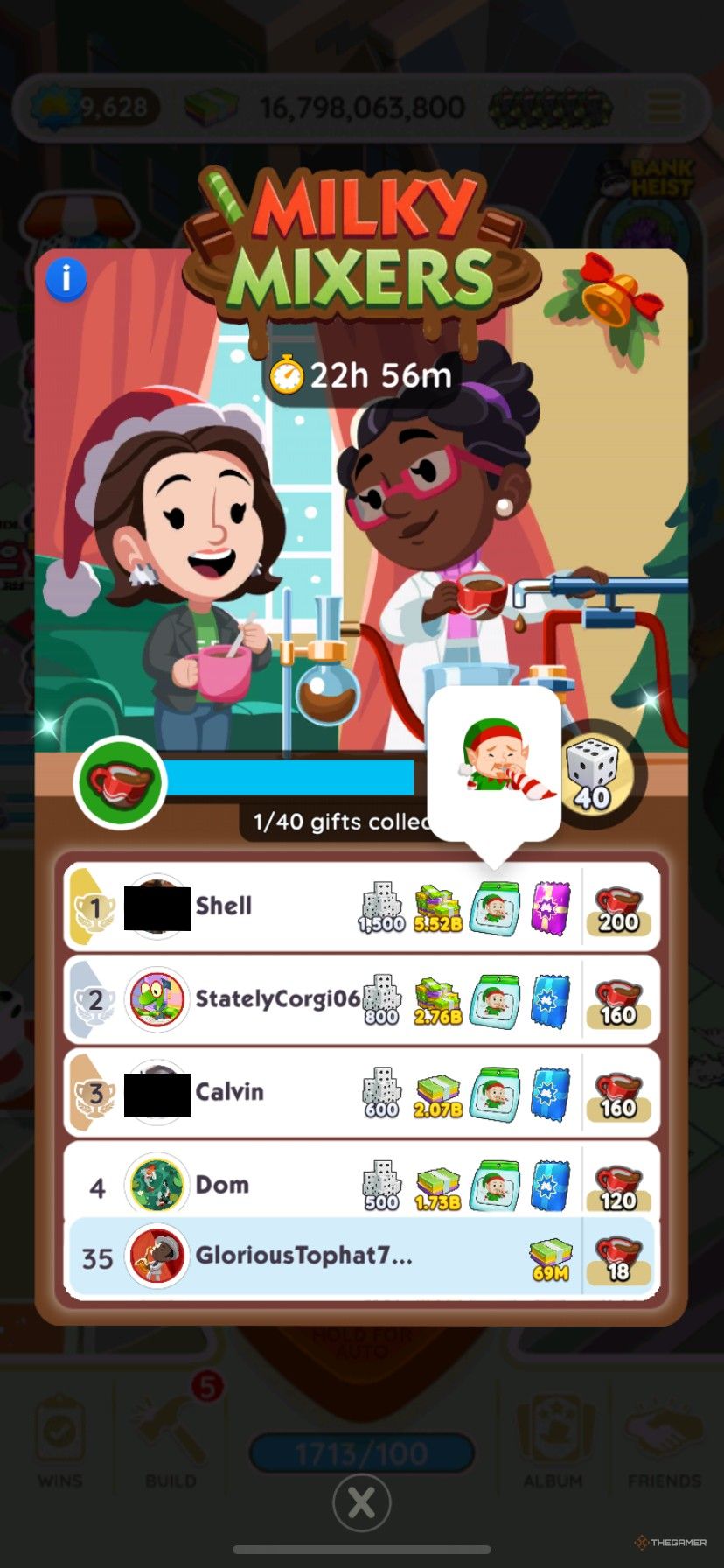 The new elf noise maker emoji from the Milky Mixers leaderboard in Monopoly Go.