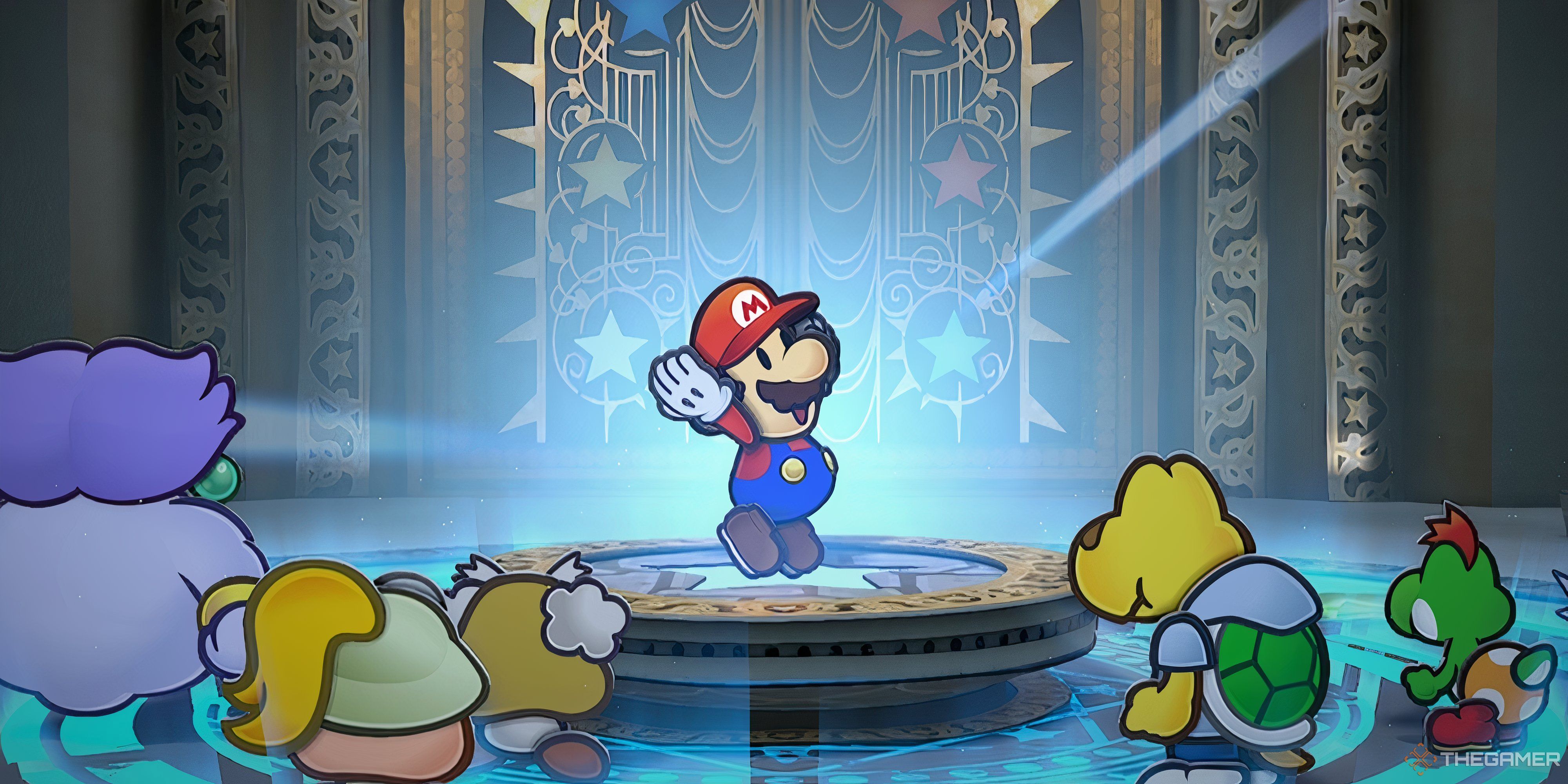 mario jumping in paper mario and the thousand year door.