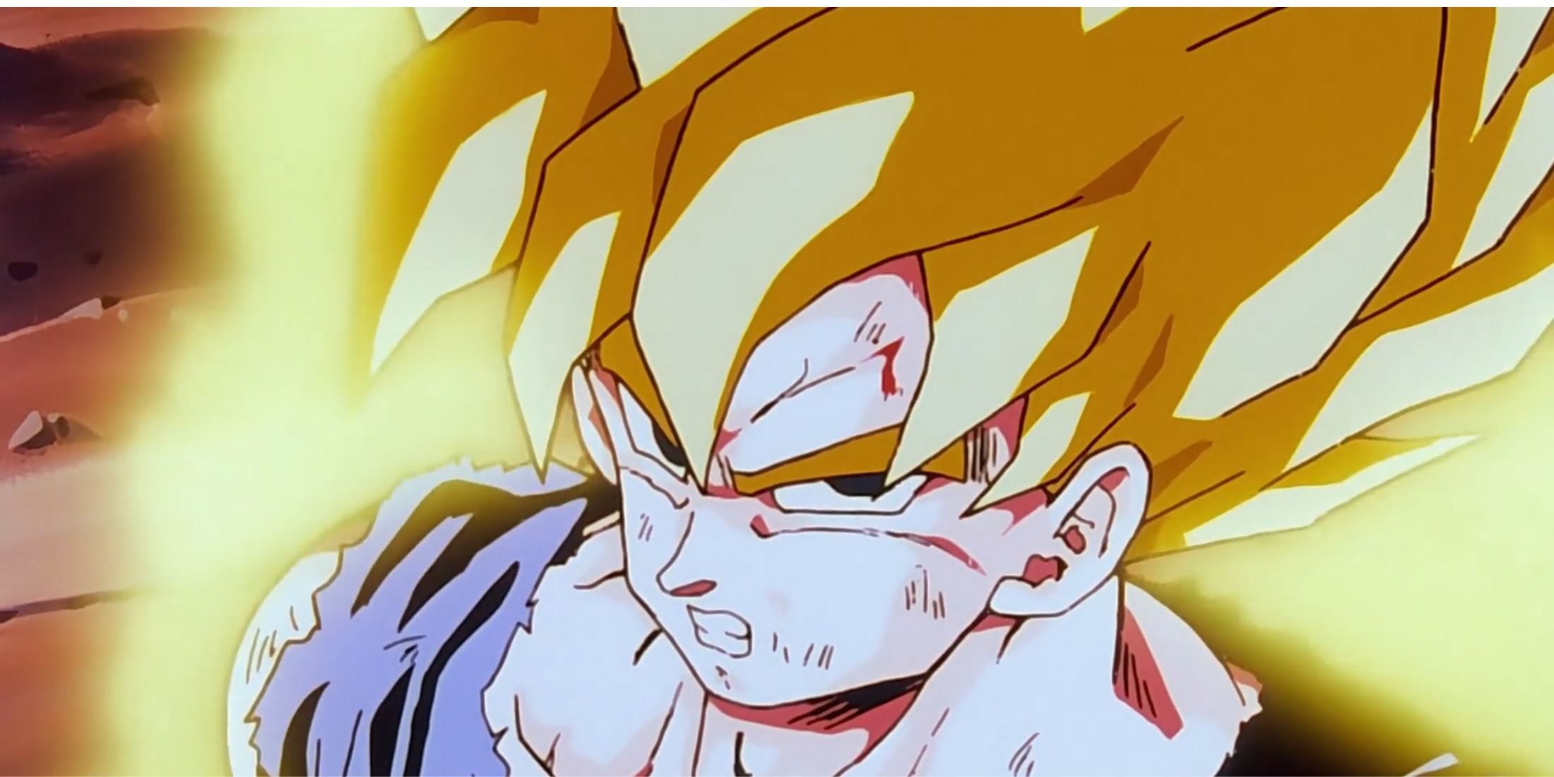 Goku transforms into a Super Saiyan for the first time against Frieza on Namek in Dragon Ball Z (1989-1996)