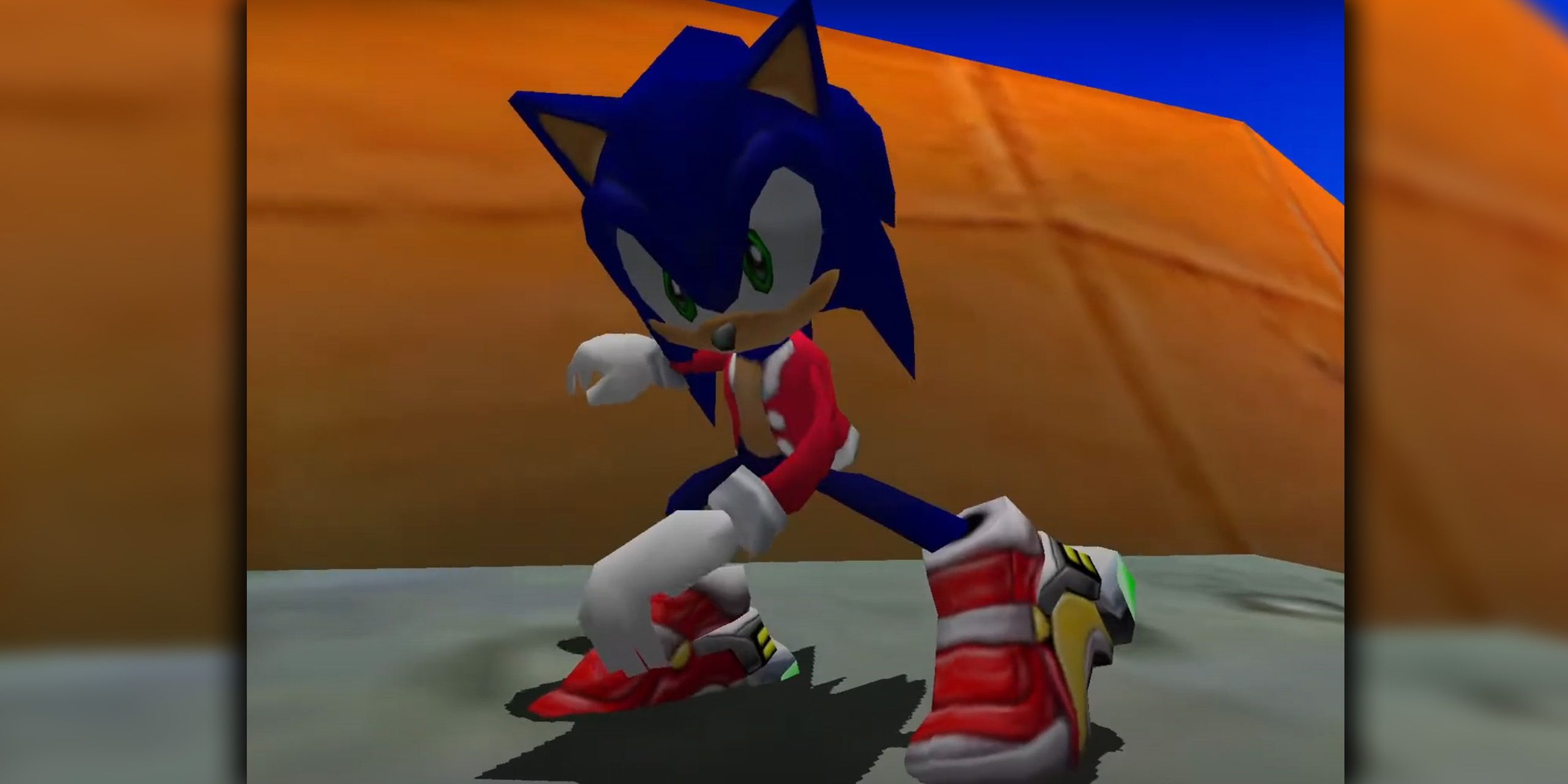 Sonic wearing a Santa jacket in Sonic Adventure 2.