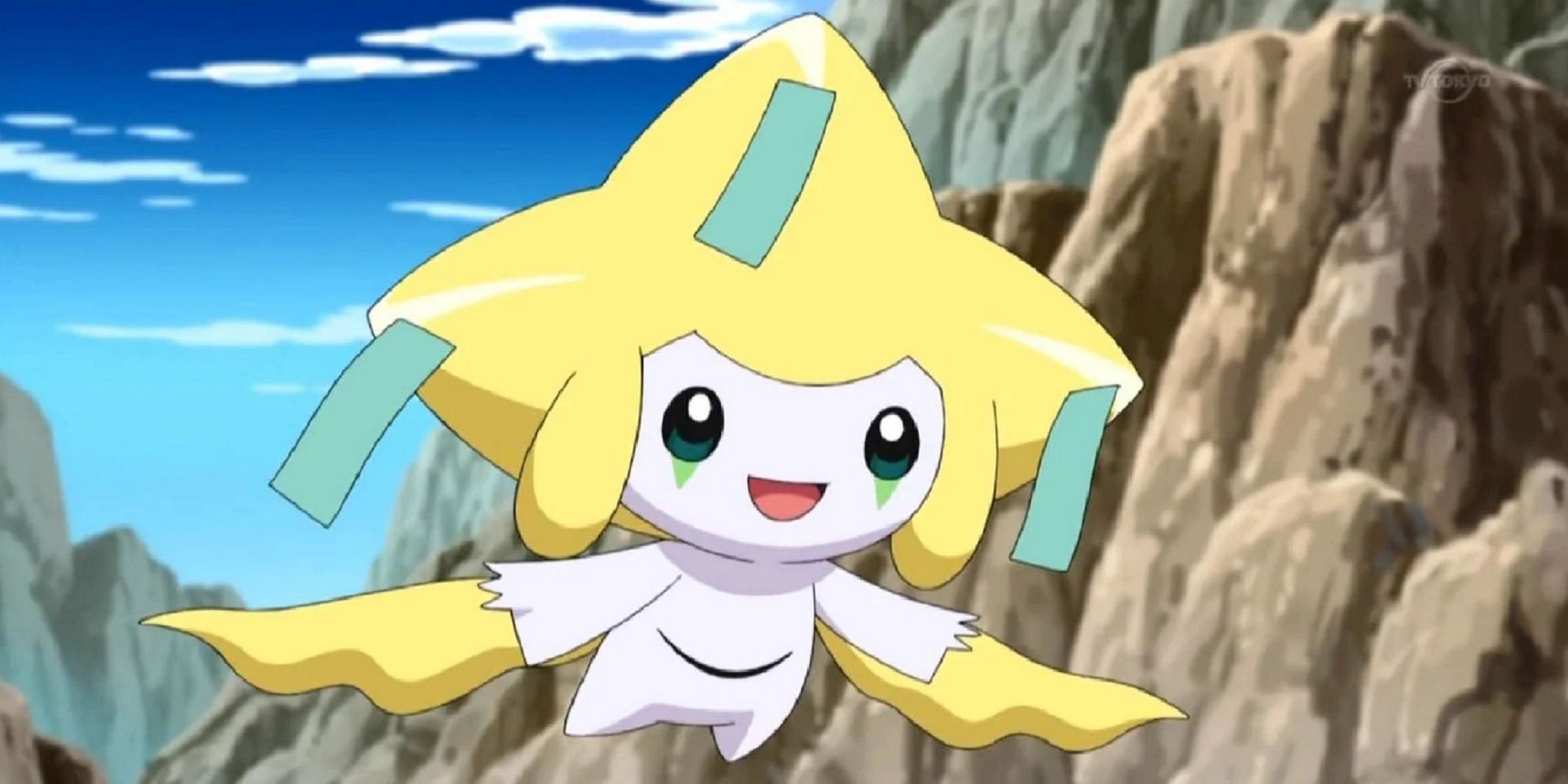 Jirachi floating around in the Pokemon anime.