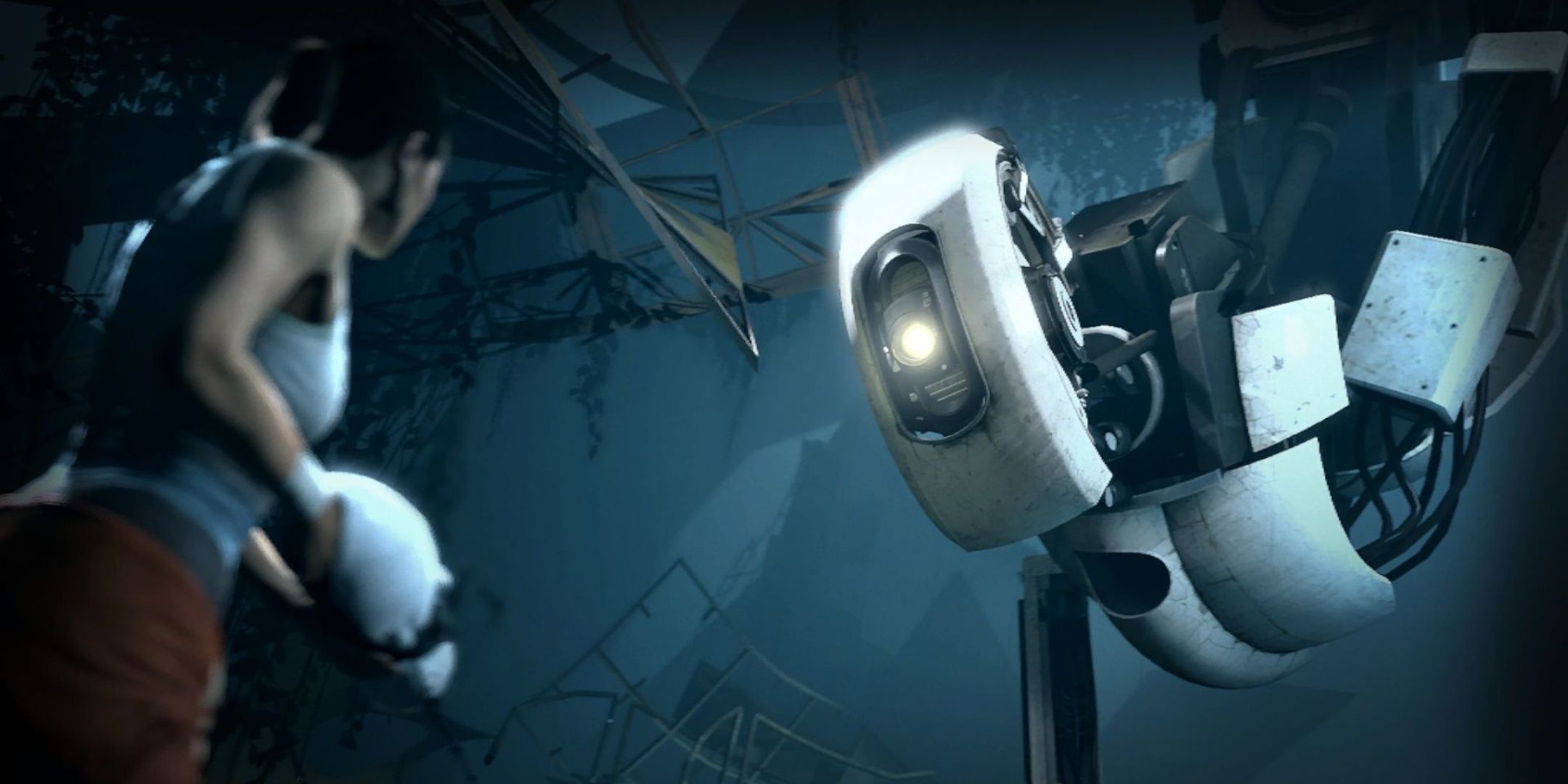 GlaDOS faces off with Chell in Portal 2.