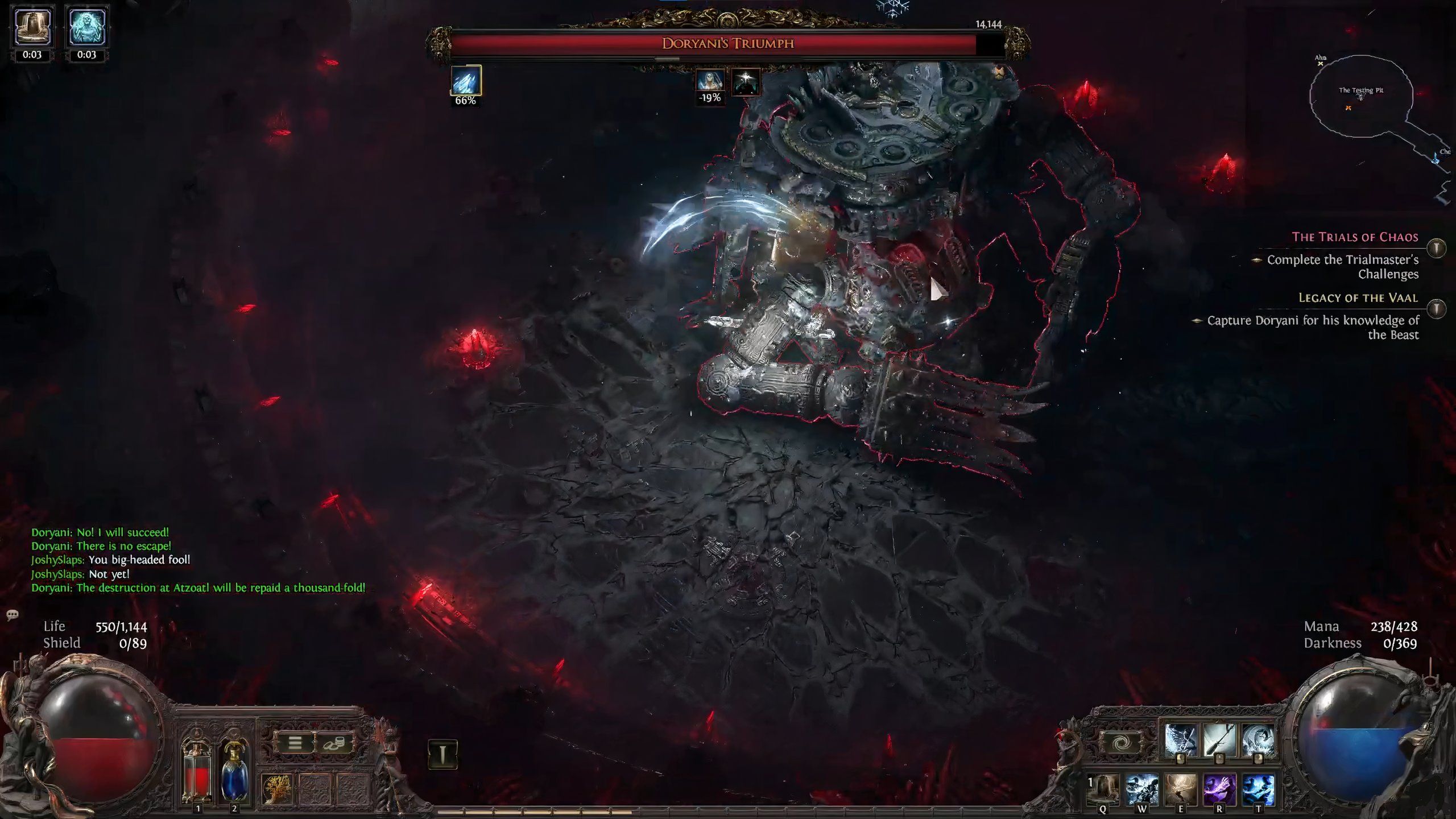 Path of Exile fighting Doryani.