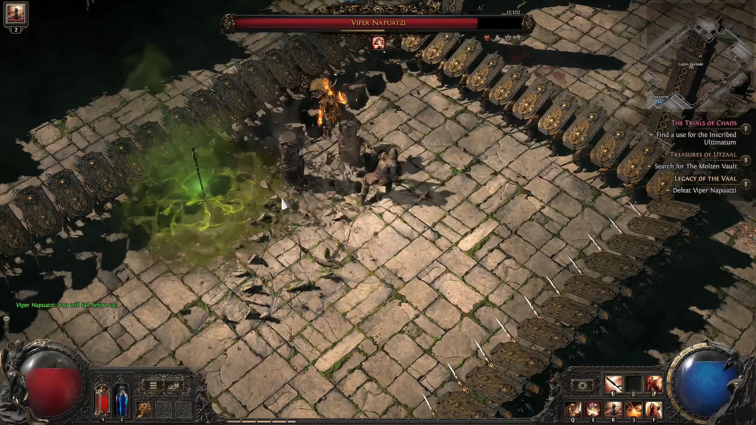 Path of Exile fighting Viper Napuatzi.