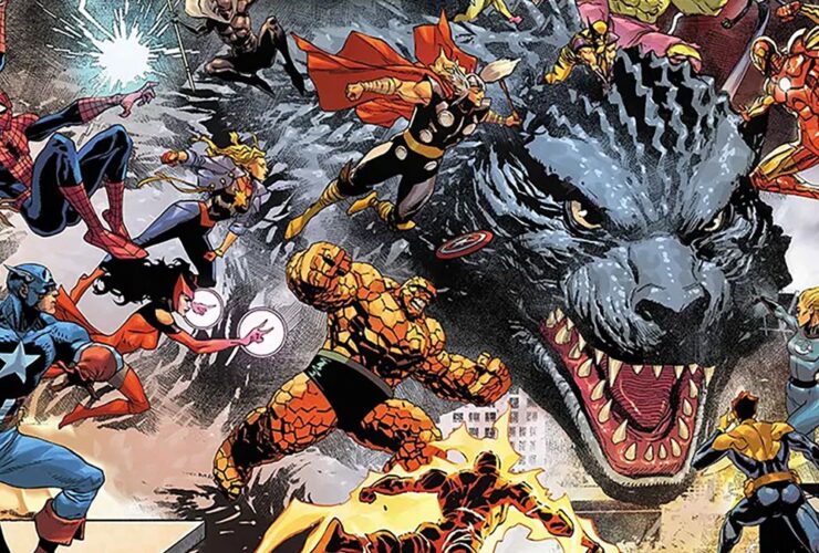 Godzilla celebrates his 70th birthday by taking on the Avengers, X-Men, Fantastic Four, and more Marvel heroes