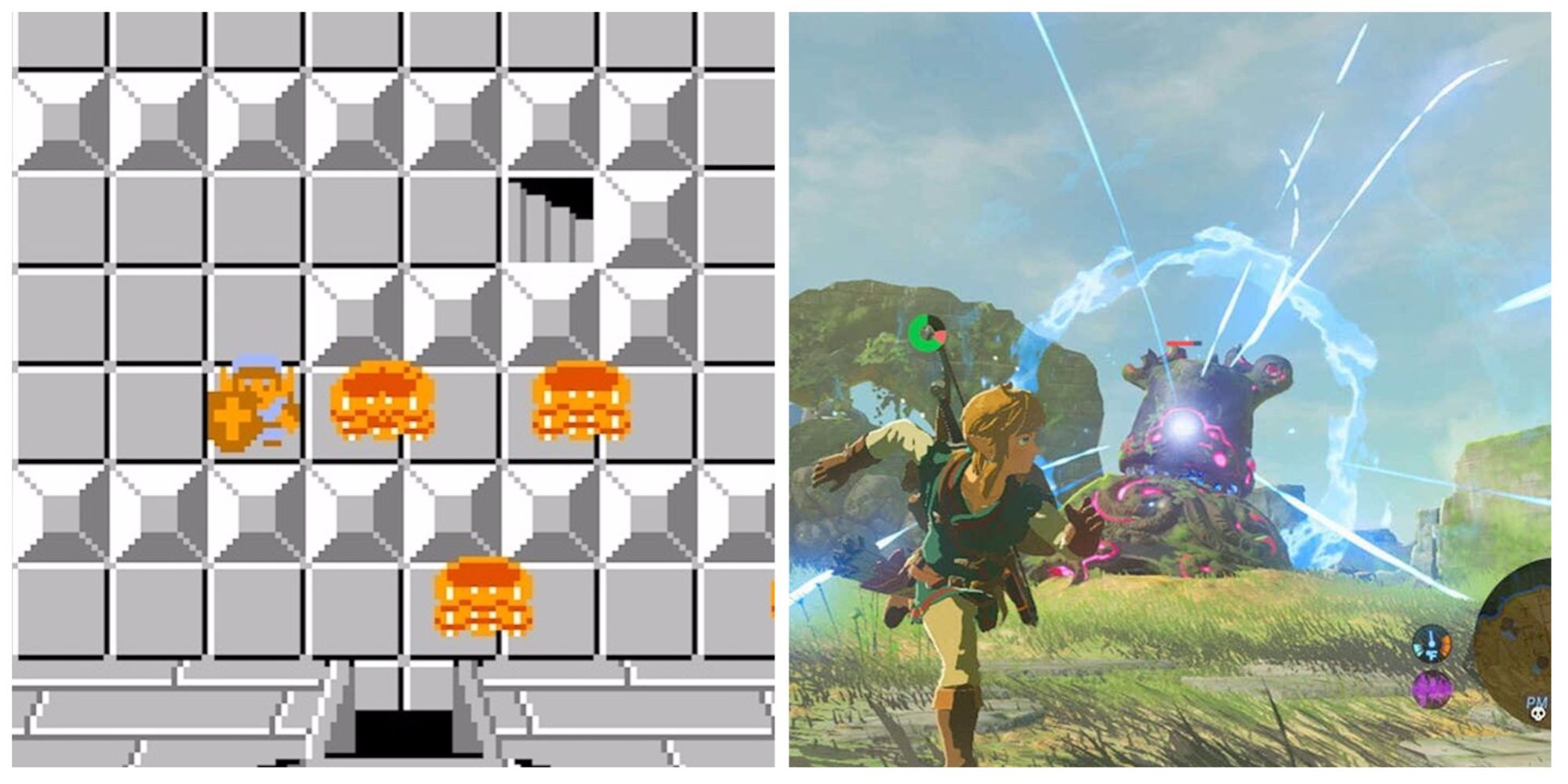 breath of the wild zelda NES split image