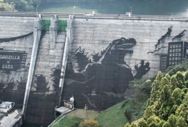 Dam in Japan Transformed into a Godzilla Mural in Unique Way