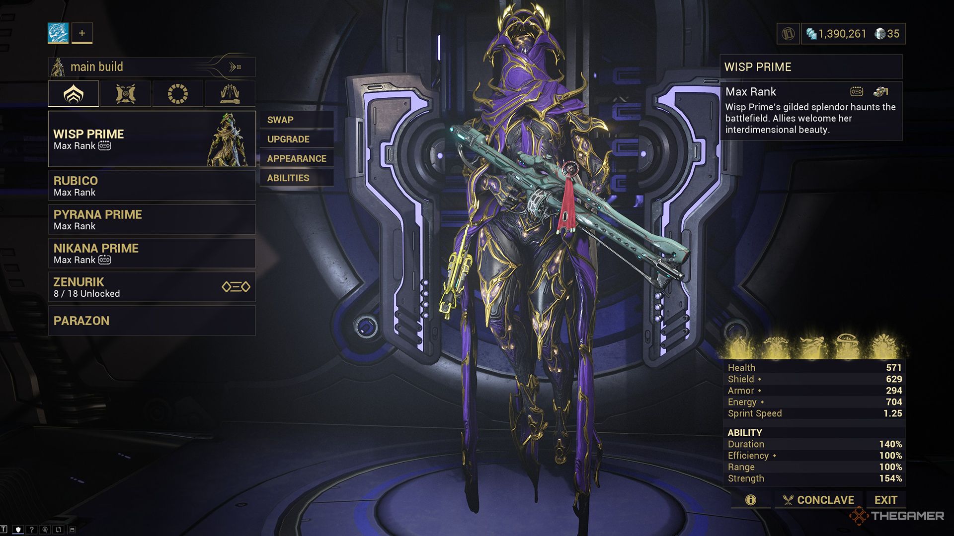 Wisp Prime equipped with a Rubico, Pyrana Prime, and Kinana Prime to fight the Ropalolyst.