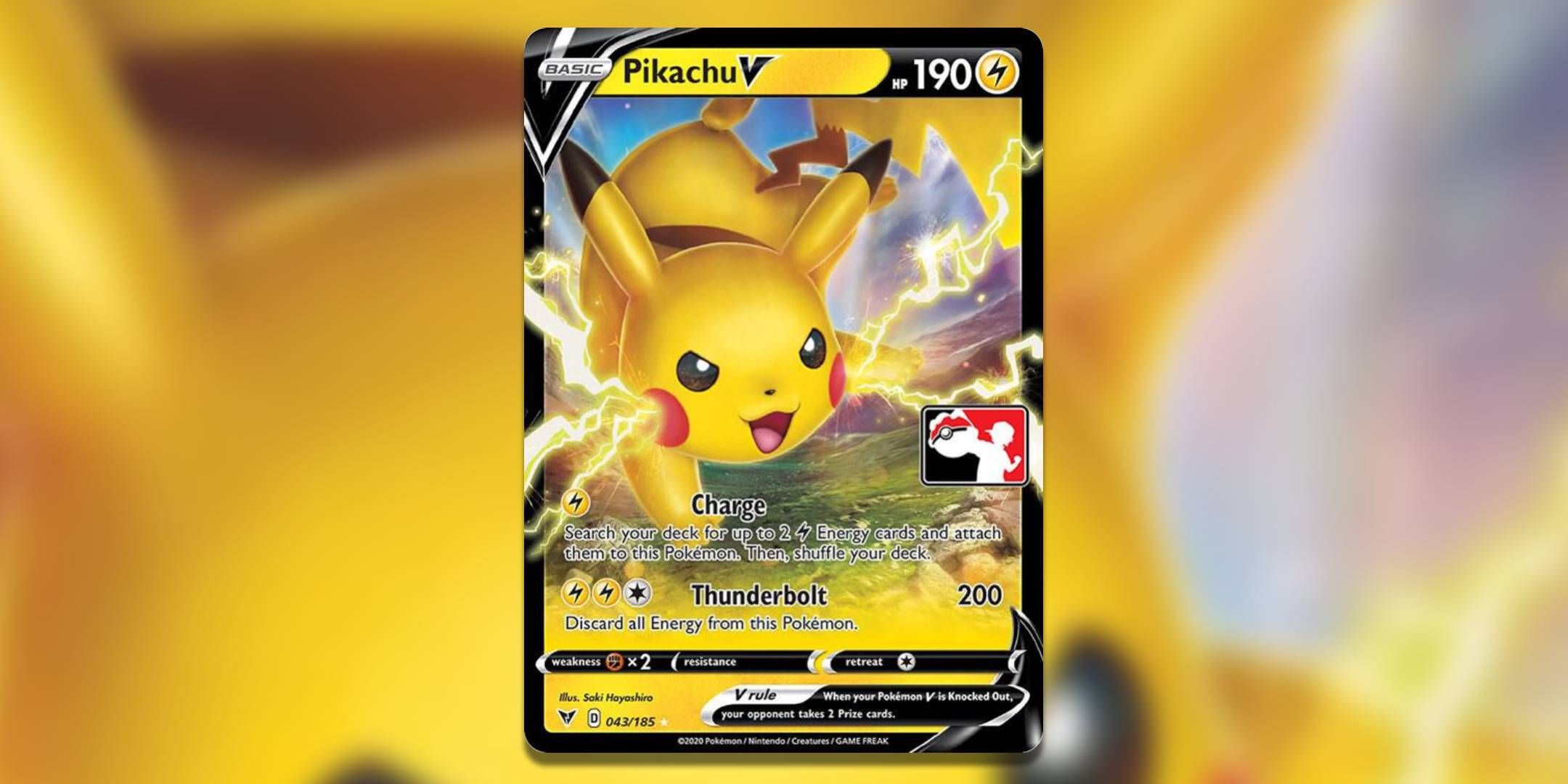 The Pikachu V Prize Pack Series Card from the Pokemon TCG.