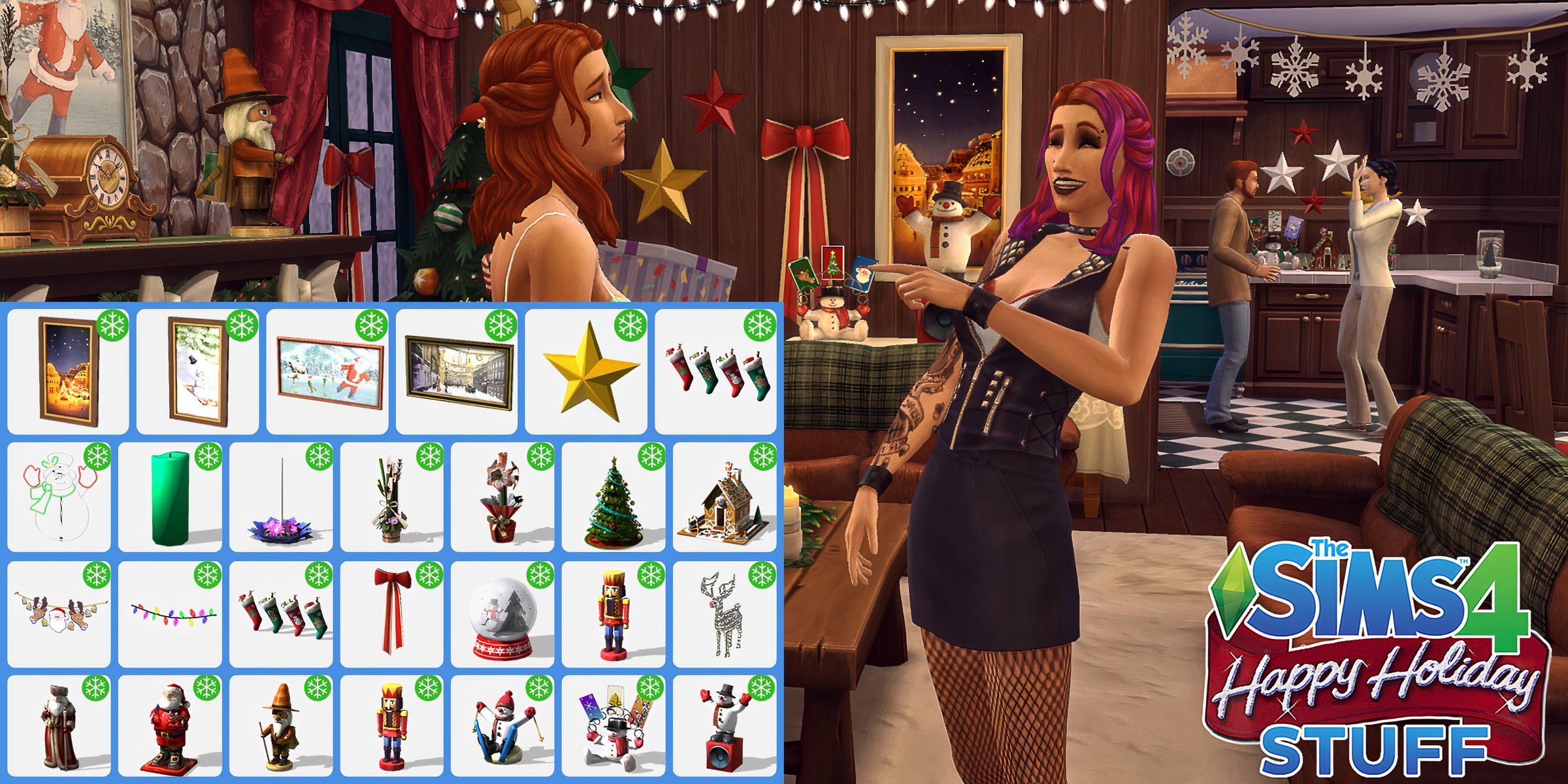 The Christmas themed custom content pack called The Sims 4 Happy Holiday Stuff