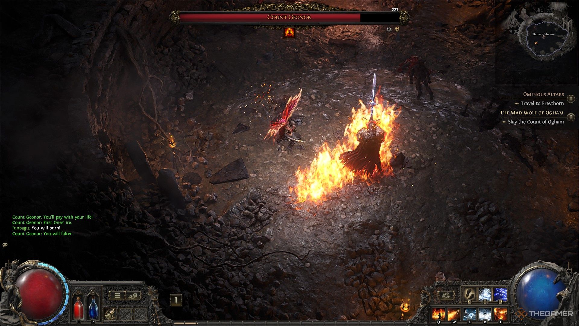 A player next to Geonor after his slash attack.