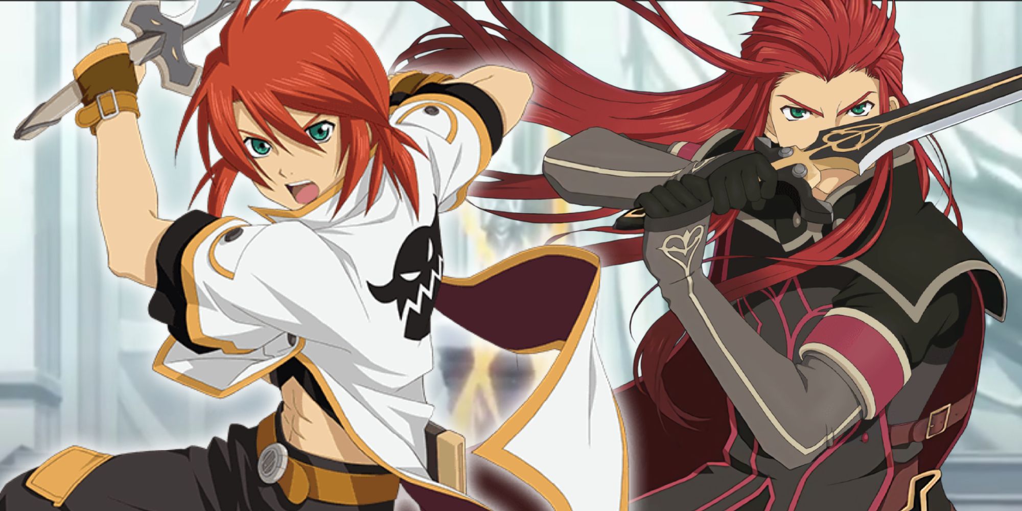 Asch the Bloody and Luke fon Fabre fight side-by-side in Tales of the Abyss.