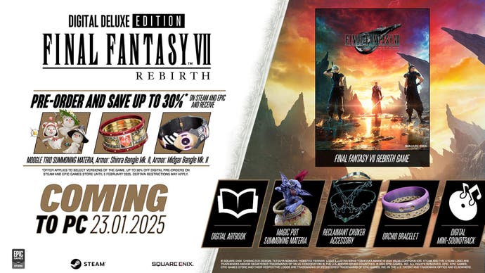 FF7 Rebirth PC Digital Deluxe infographic